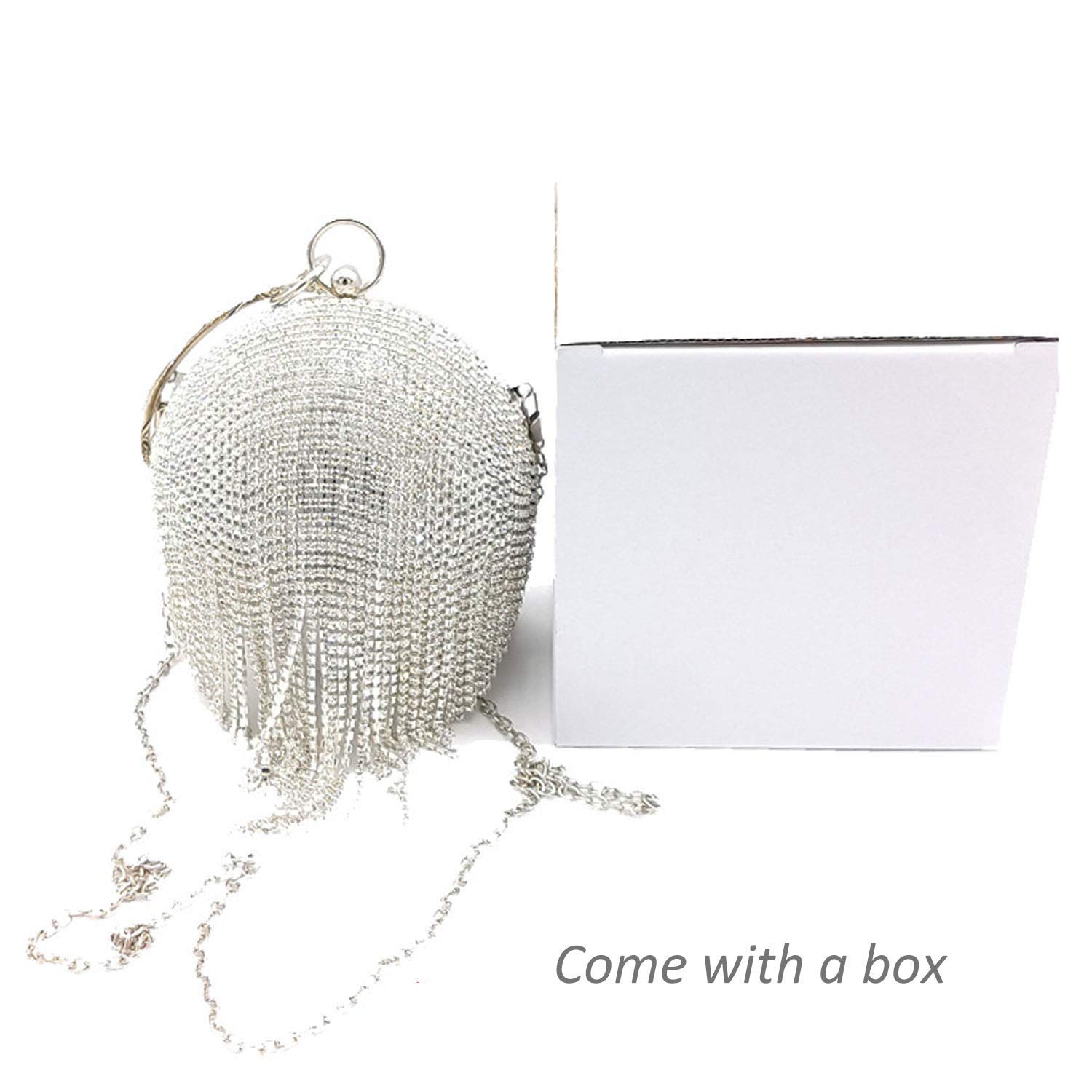 Lanpet Women's Crystal Evening Clutch Purse - Round Ball Design with Tassel, Elegant Wedding Party Handbag for Prom, Gala & Special Occasions