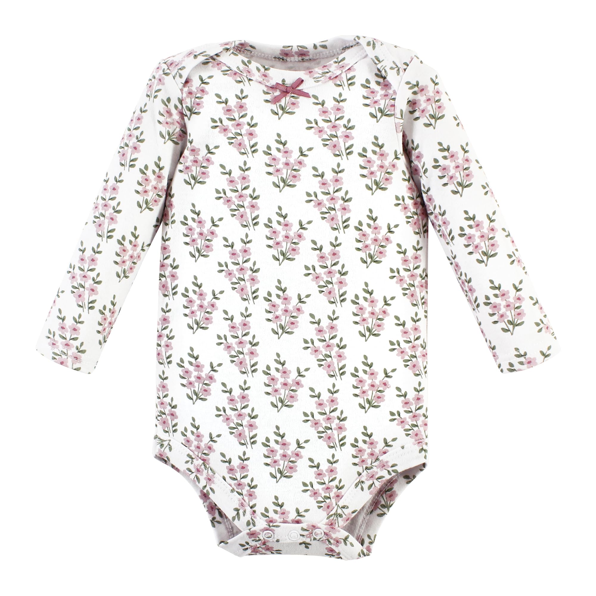 Hudson Baby Unisex Cotton Long-Sleeve Bodysuits - Soft & Comfortable Infant Onesies, Plum Wildflower Print, 3-6 Months - Perfect for Everyday Wear, Playtime & Photo Shoots