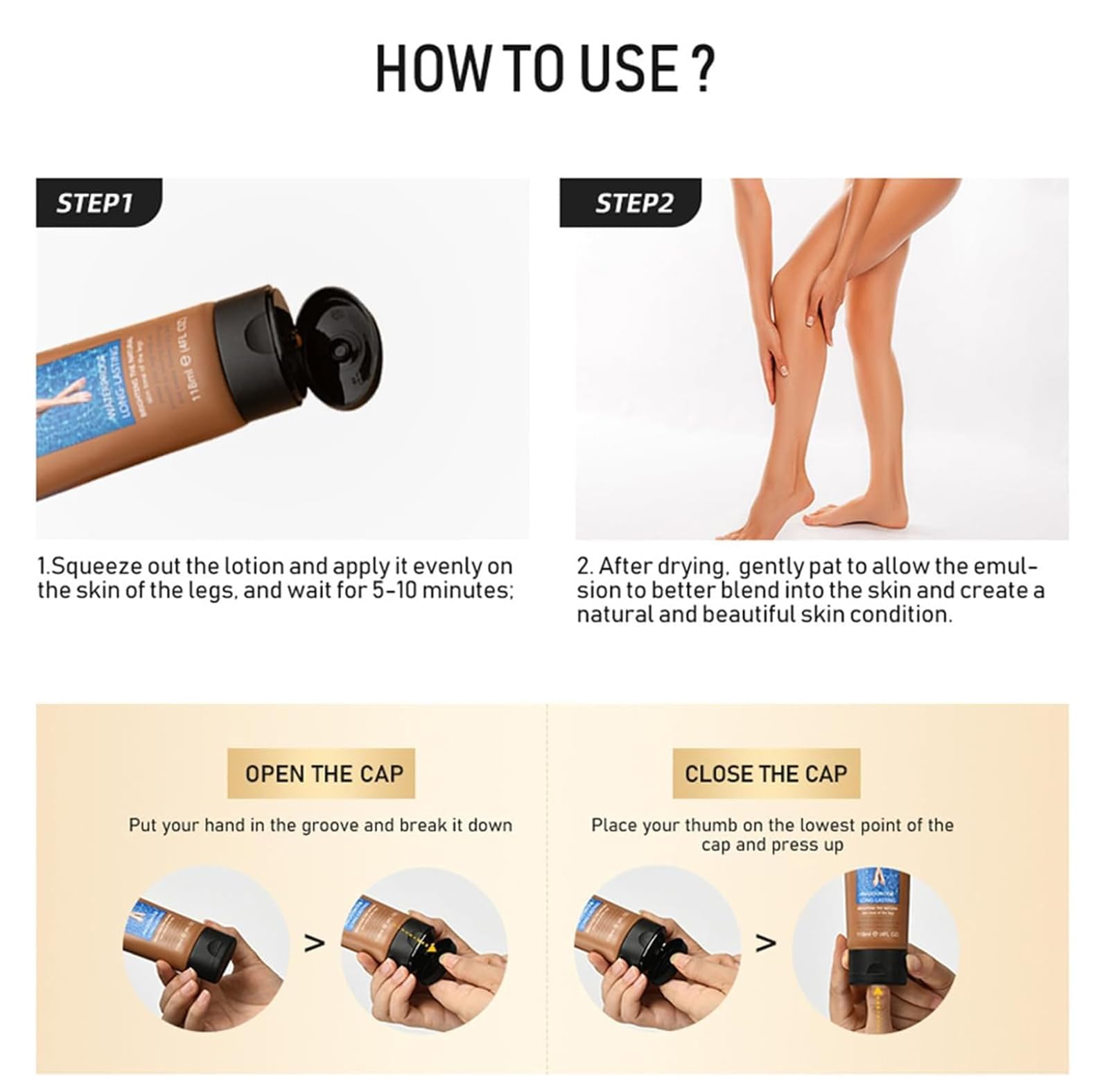Waterproof Leg Makeup Lotion - No Transfer, Covers Veins & Scars, Tattoo Concealer for Natural Skin Tone | Perfect for Weddings, Photos & Everyday Wear (#1)