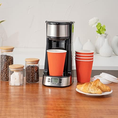 12oz Disposable Coffee Cups - 500 Pack Double Wall Hot Cups with Rolled Rim | Orange Insulated Paper Cups for Coffee, Tea, Hot Chocolate | Perfect for Cafes, Offices, Catering & Events (Lids Sold Separately)
