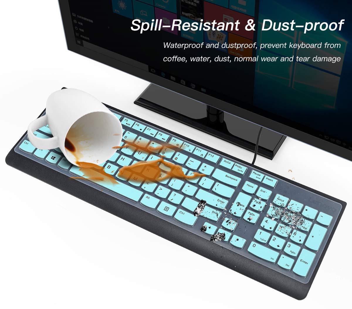 CaseBuy Keyboard Cover for Lenovo 510 Wireless Keyboard (GX30N81775/4X30M39458) - Premium Silicone Protector Skin | Keyboard Accessories | Mint Green | Perfect for Office, Home & Travel Use