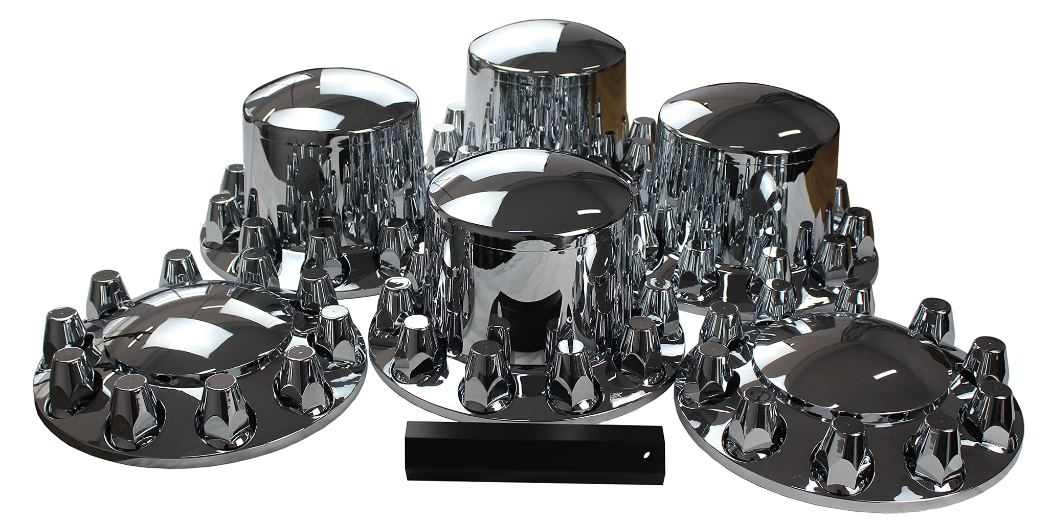 ABS Chrome Plastic Complete Axle Cover Kits with 33mm Thread-on Nut Covers for Semi Trucks - Heavy Duty Wheel Protection (Set of 4) - Perfect for Truck Maintenance & Fleet Upgrades