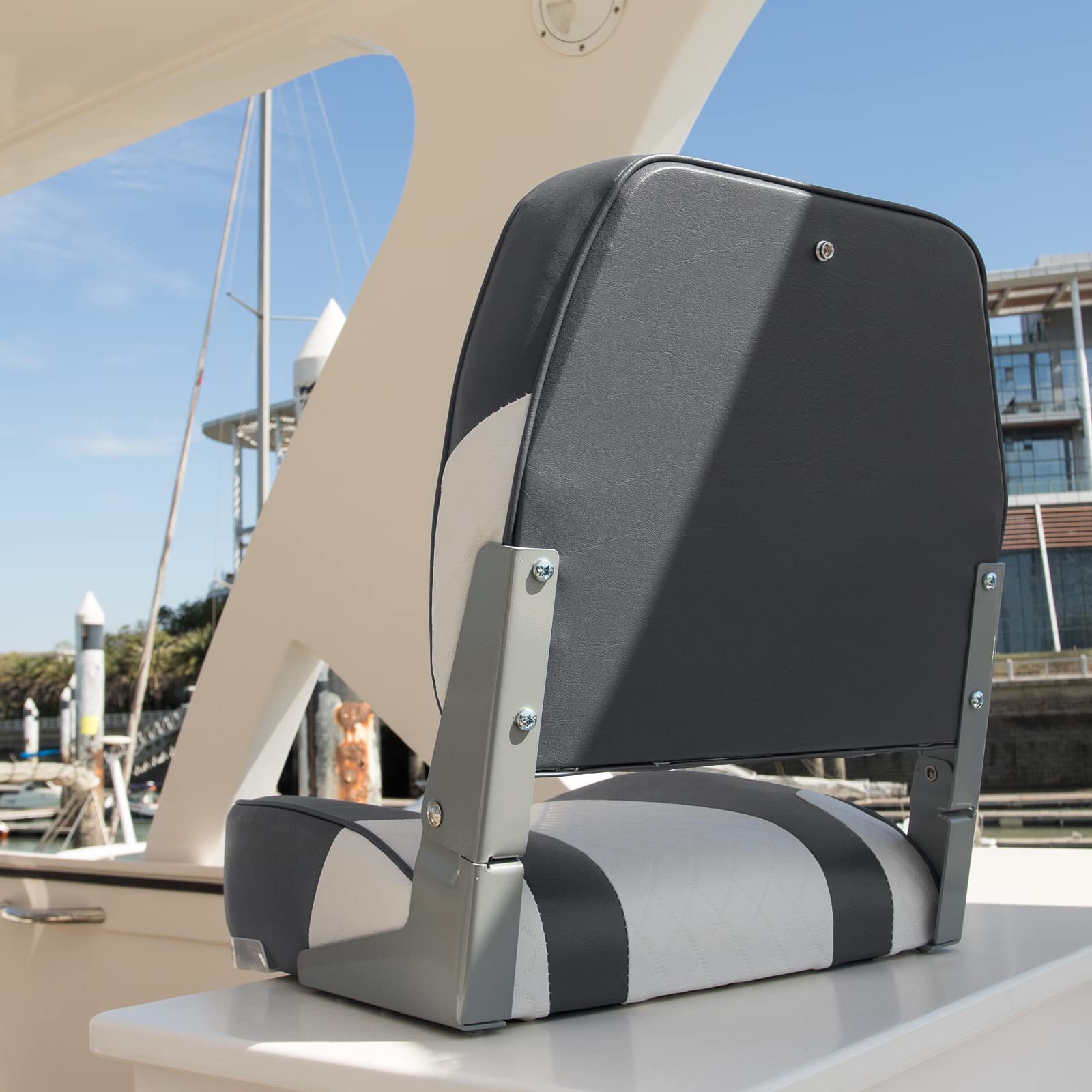 Leader Accessories Low Back Folding Boat Seats - 2 Pack Comfortable Marine Chairs for Fishing, Boating & Outdoor Activities