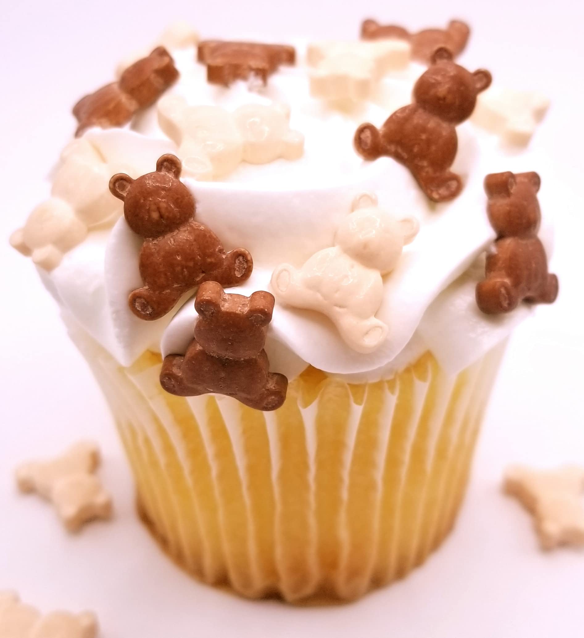 Edible Teddy Bear Cake Toppers - Brown & Cream Candy Decorations (8 oz) | Perfect for Birthday Cakes, Baby Showers & Wedding Desserts