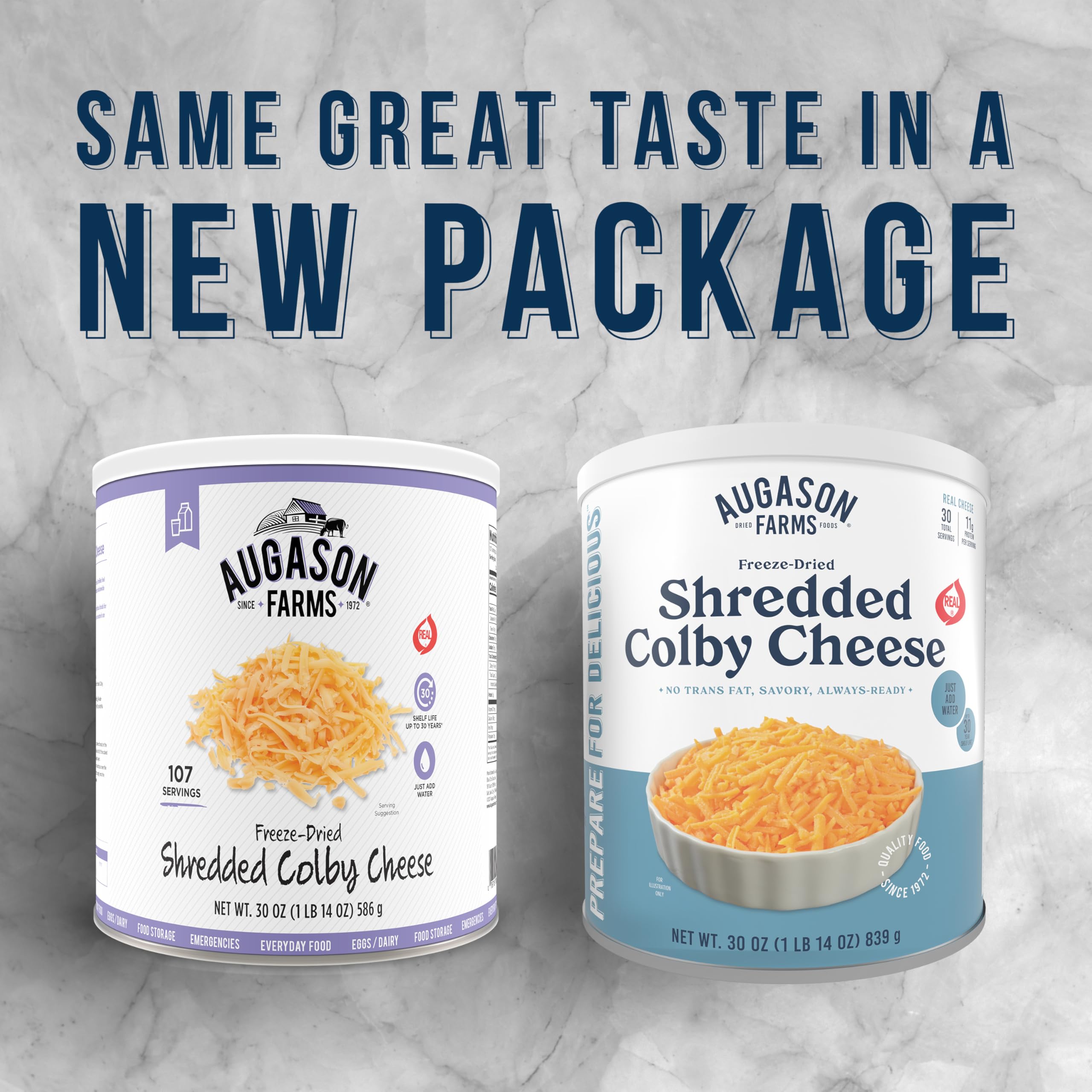 Augason Farms Freeze Dried Shredded Colby Cheese Can - 30 Servings | Emergency Food Supply & Everyday Meals | Perfect for Camping, Survival Kits & Quick Meals