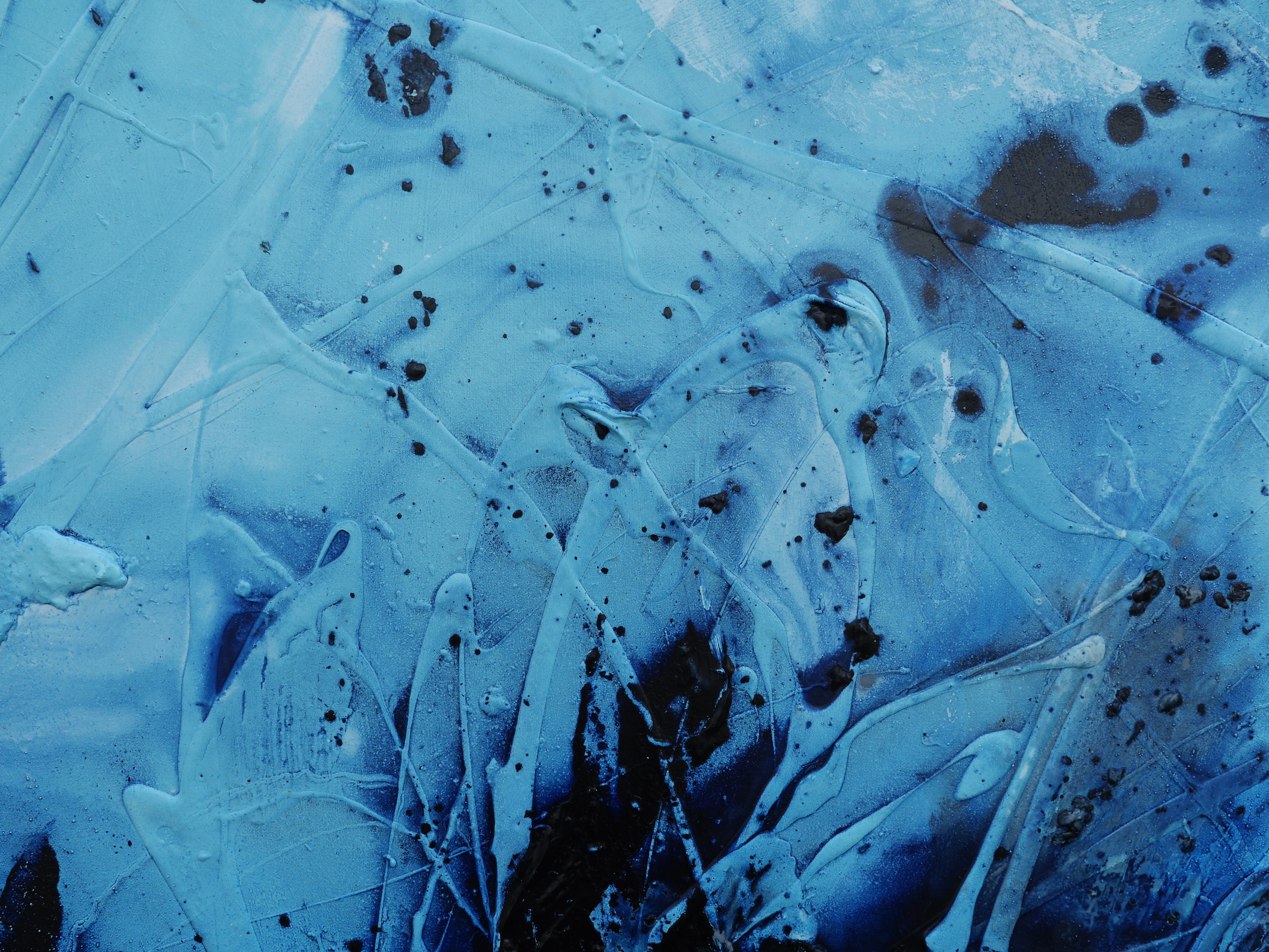 140cm x 180cm Blue Textured Abstract Ocean Painting - Modern Wall Art for Living Room, Bedroom & Office Decor | Aquatic Bloom Canvas Art