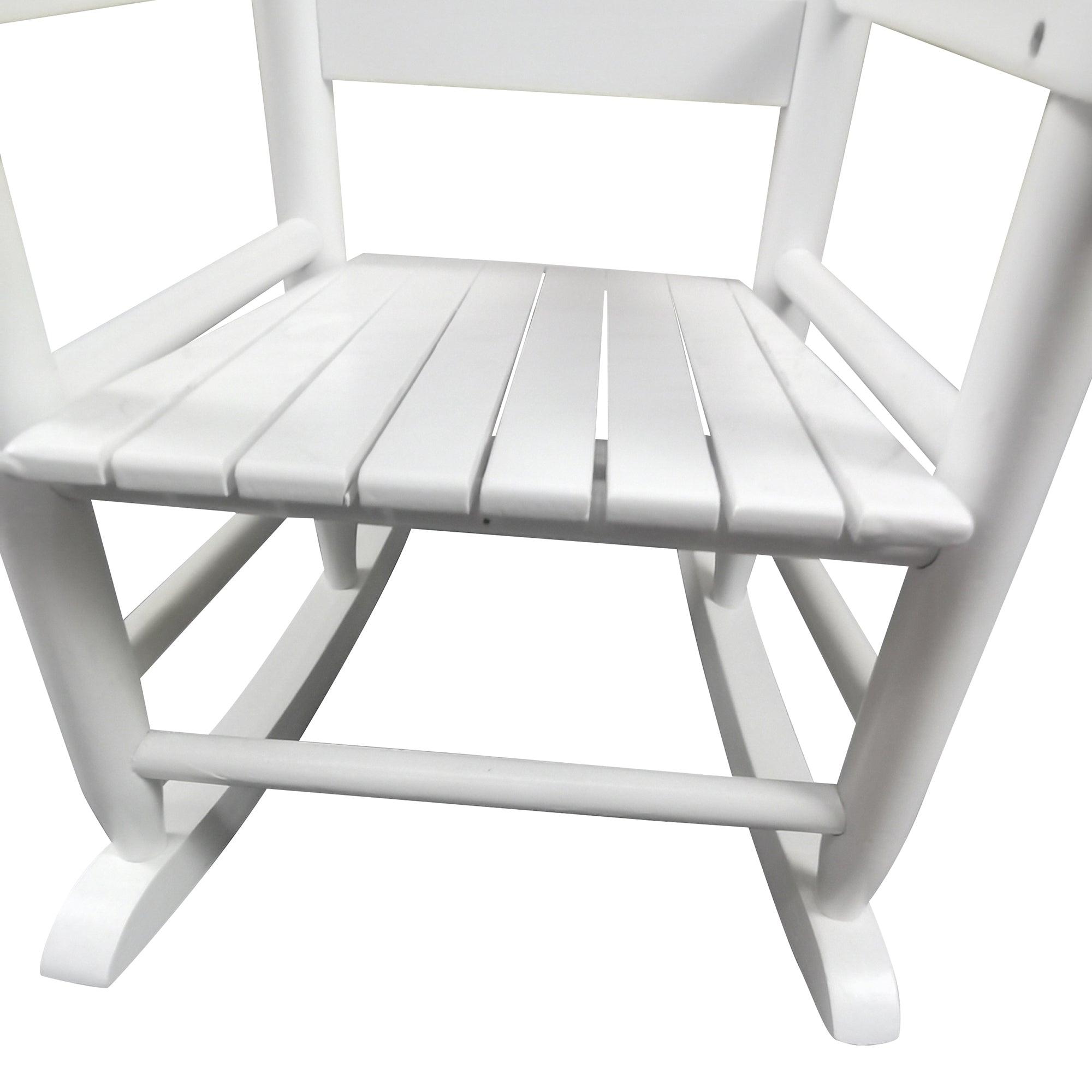 Kids Rocking Chair - White Indoor/Outdoor Durable Wooden Rocker for Children's Room, Nursery, Playroom, Garden & Patio