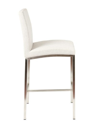 Adam Stool in Dove Fabric Seating - Modern Upholstered Stool for Living Room, Bedroom, or Office - Comfortable and Stylish Home Decor Accent Piece