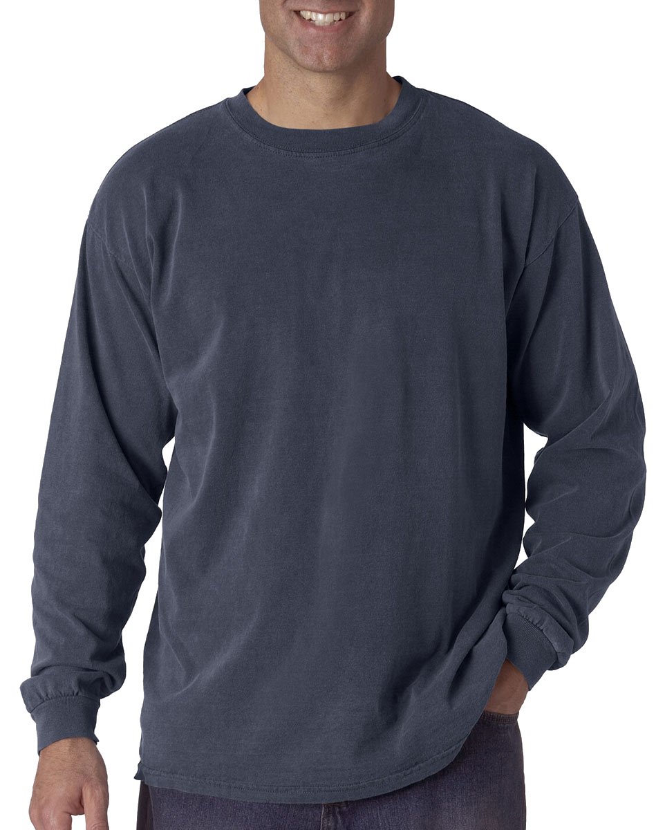 Premium Comfort Colors Ringspun Garment-Dyed Long-Sleeve T-Shirt (C6014) - Midnight Black | Soft Cotton Crewneck Tee for Men & Women | Casual Wear, Layering & Everyday Comfort
