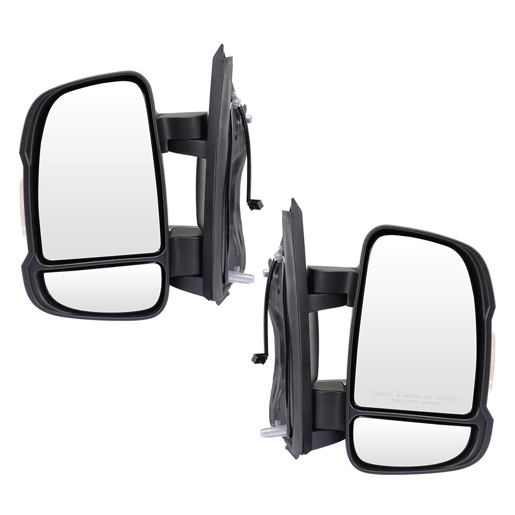 2014-2019 Ram ProMaster 3500 Manual Adjustable Folding Side Mirrors with Turn Signal - Replacement Exterior Driver & Passenger Mirrors for Enhanced Safety & Visibility