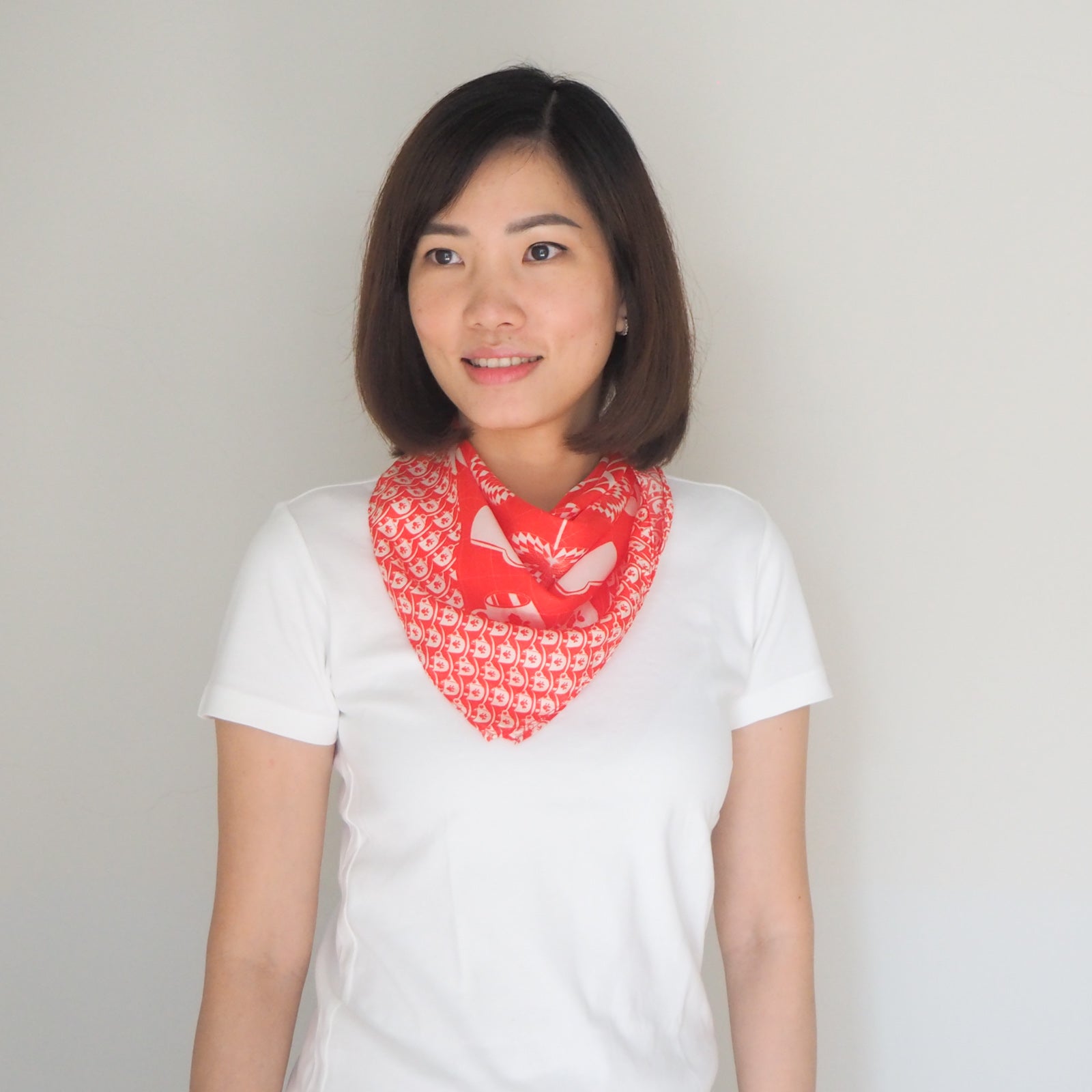 Kopi Tiam Small Silk Scarf - Elegant Lightweight Fashion Accessory for Women | Perfect for Office, Travel & Special Occasions