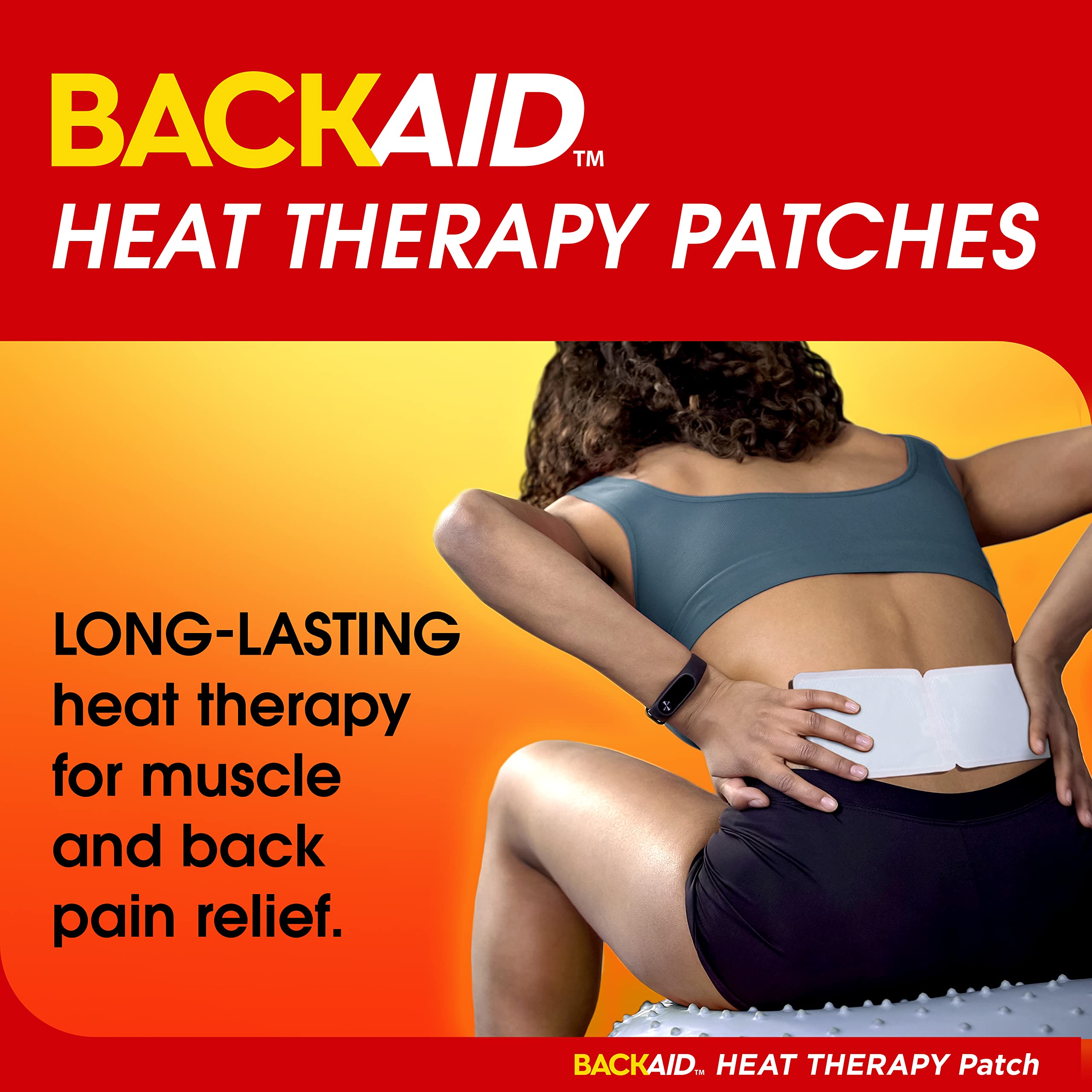 Backaid Heat Therapy Patch - Air-Activated Therapeutic Heating Pads for Lower Back & Hip Pain Relief (6 Count) - Perfect for Work, Travel & Post-Workout Recovery