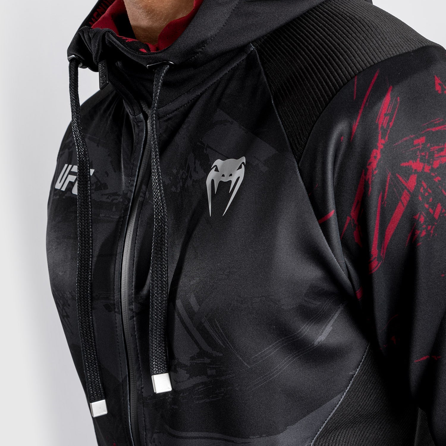 UFC Venum Authentic Fight Week 2.0 Men's Zipped Hoodie - Black/Red - MMA Training & Streetwear Fashion