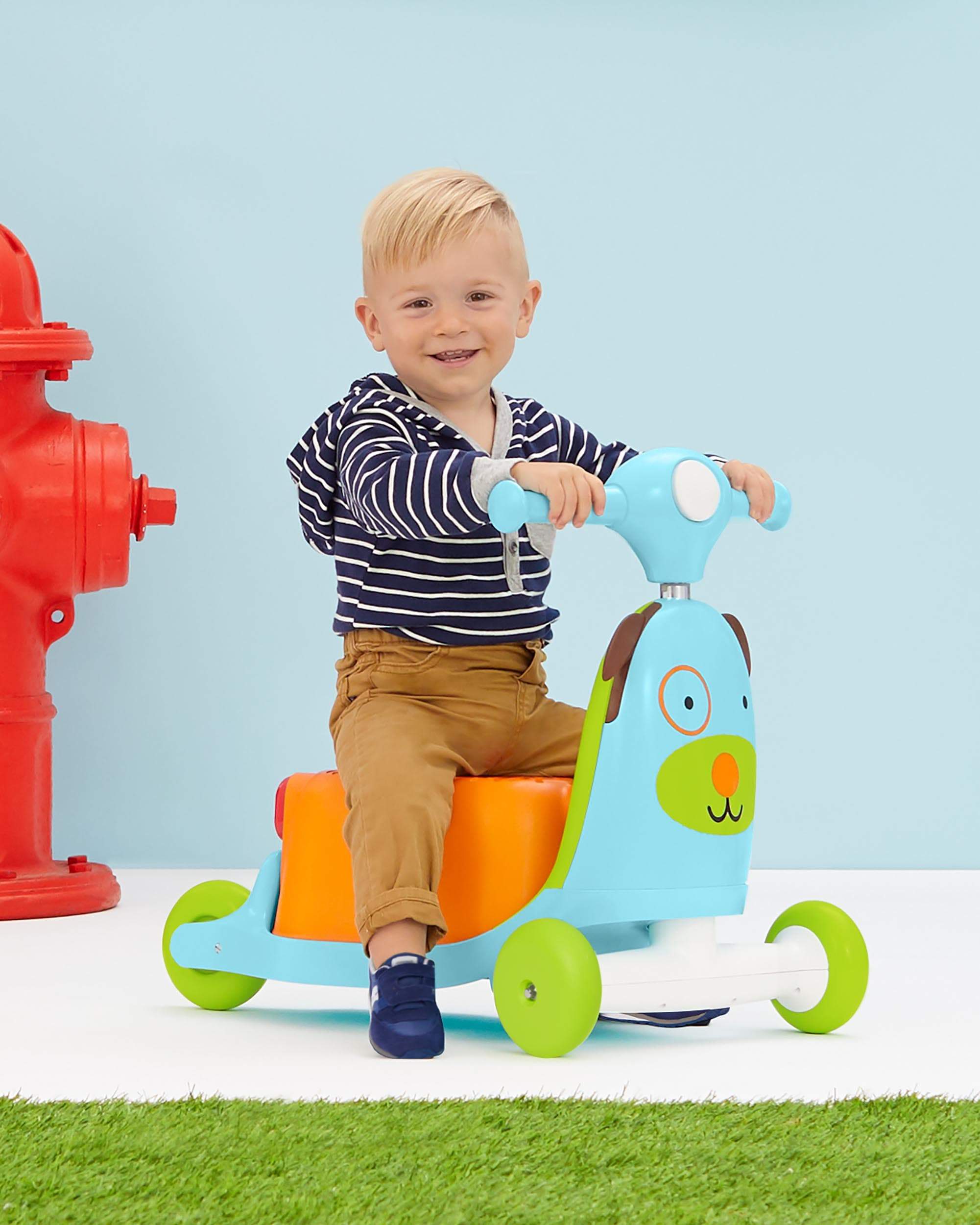Skip Hop Zoo 3-in-1 Ride-On Baby Walker, Toddler Scooter & Push Toy - Fun Learning Activity for Indoor & Outdoor Play