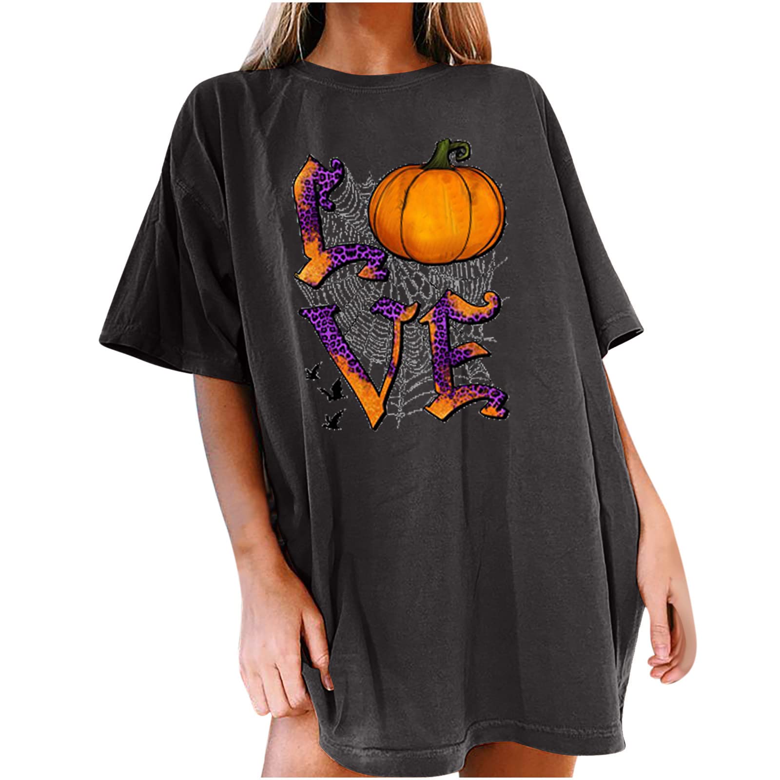 Follure Halloween T-Shirts for Women - Cute Funny Witch Graphic Short Sleeve Tee | Casual Crewneck Summer Top | Perfect for Halloween Parties, Costume Events & Everyday Wear