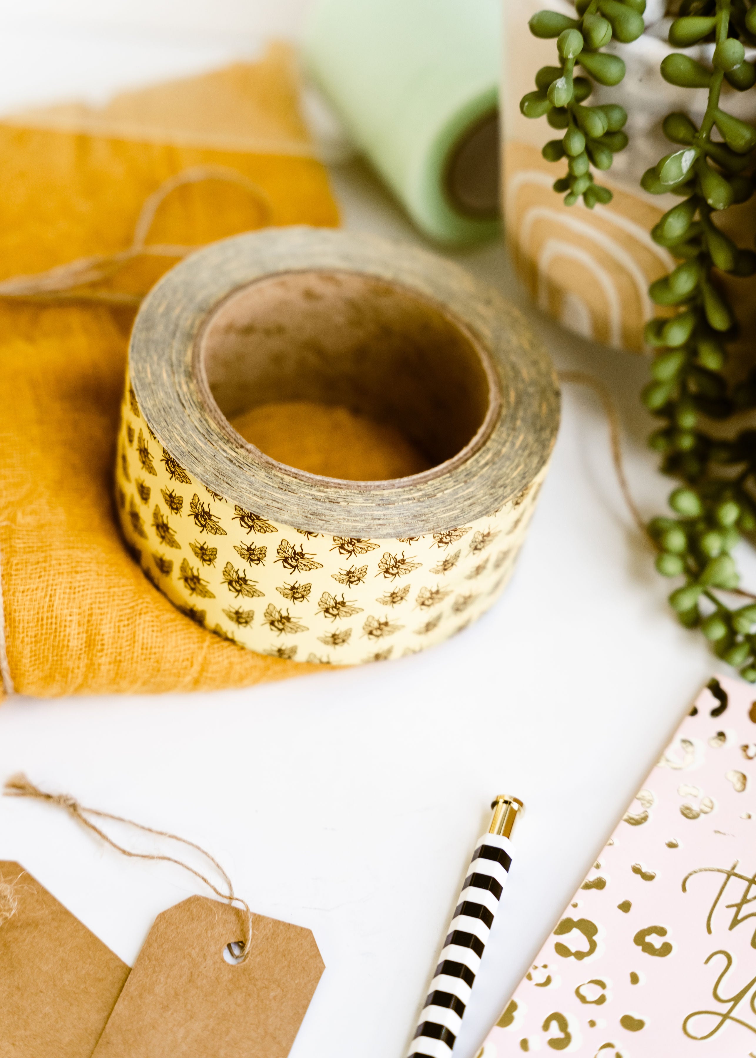 Bee Print Packaging Tape - Eco-Friendly Adhesive Tape for Shipping, Mailing & Moving - Perfect for Home, Office & E-commerce Businesses