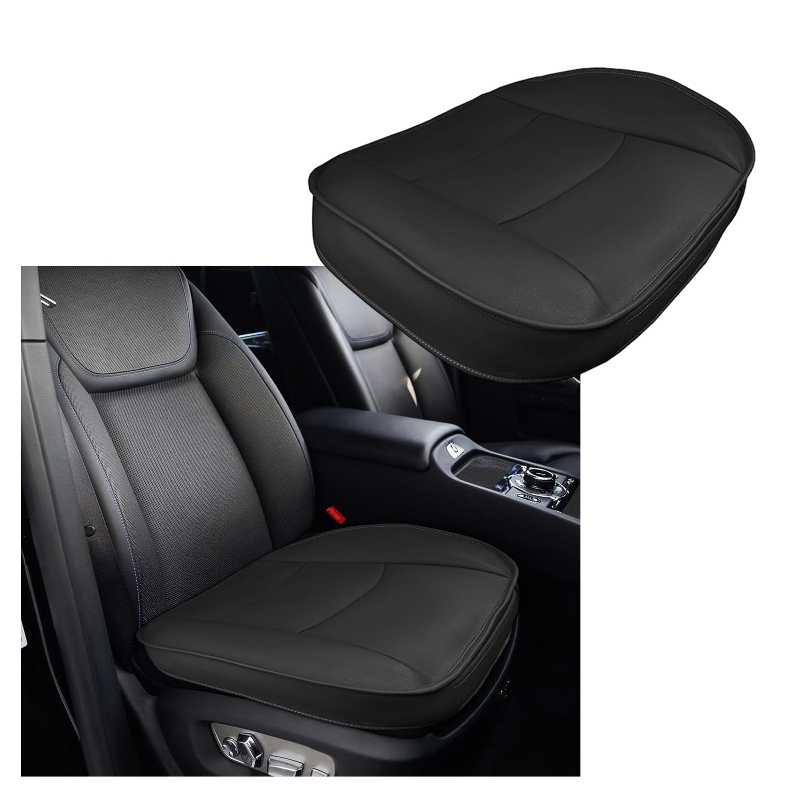Premium PU Leather Car Seat Bottom Cover - Universal Anti-Slip Seat Protector Pad for Sedan, SUV & Truck - Protects Against Wear & Stains (Black) | Perfect for Daily Commute, Road Trips & Long Drives