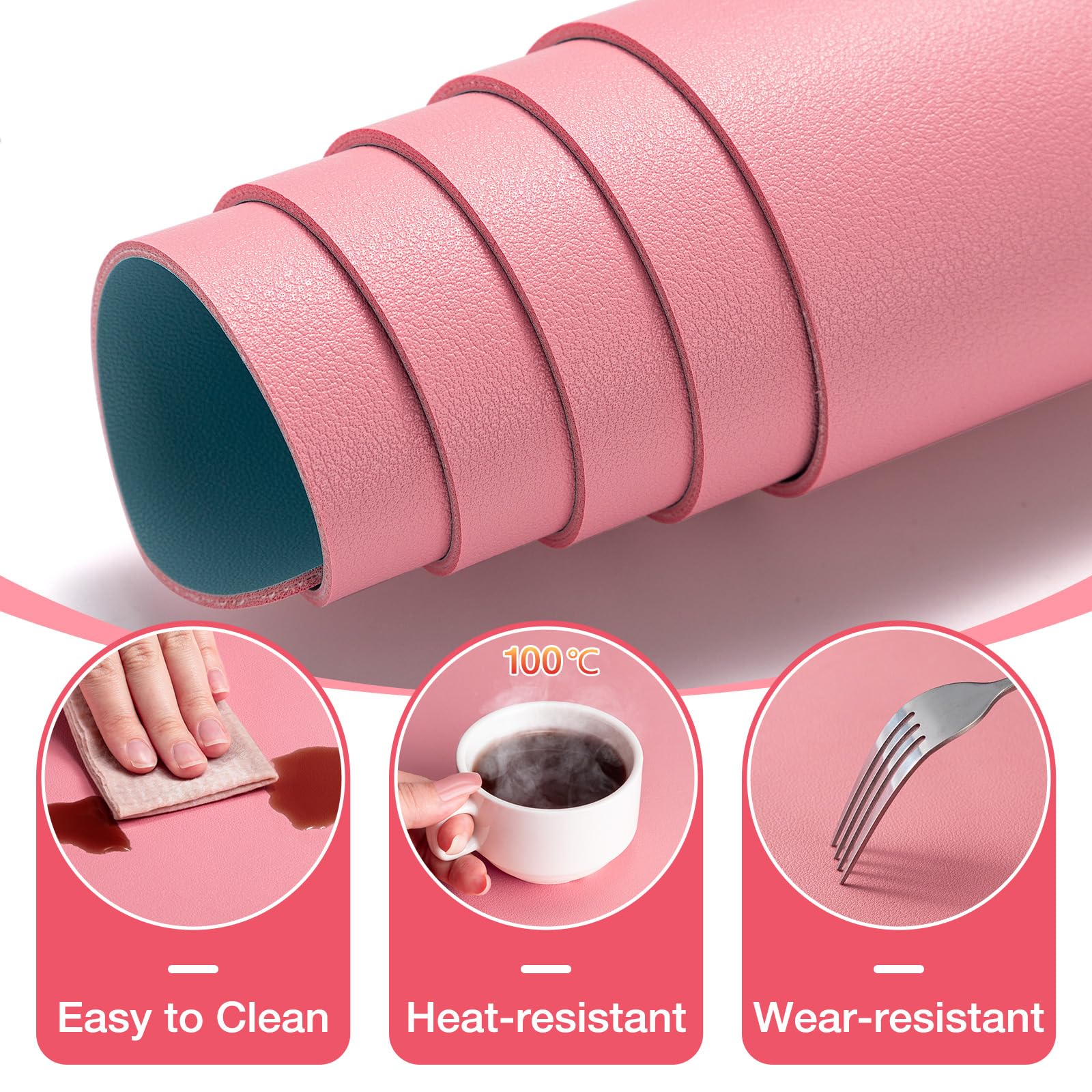 **Noverlife Double-Sided Waterproof Vanity Mat - 23.62x11.81in Blue & Pink Makeup Table Cover, Craft & Nail Art Hand Rest Pad, Laptop Desk Protector for Dressing Table & Beauty Station**    *(Perfect for makeup application, nail art, crafting, and protecting desks from spills & scratches!)*