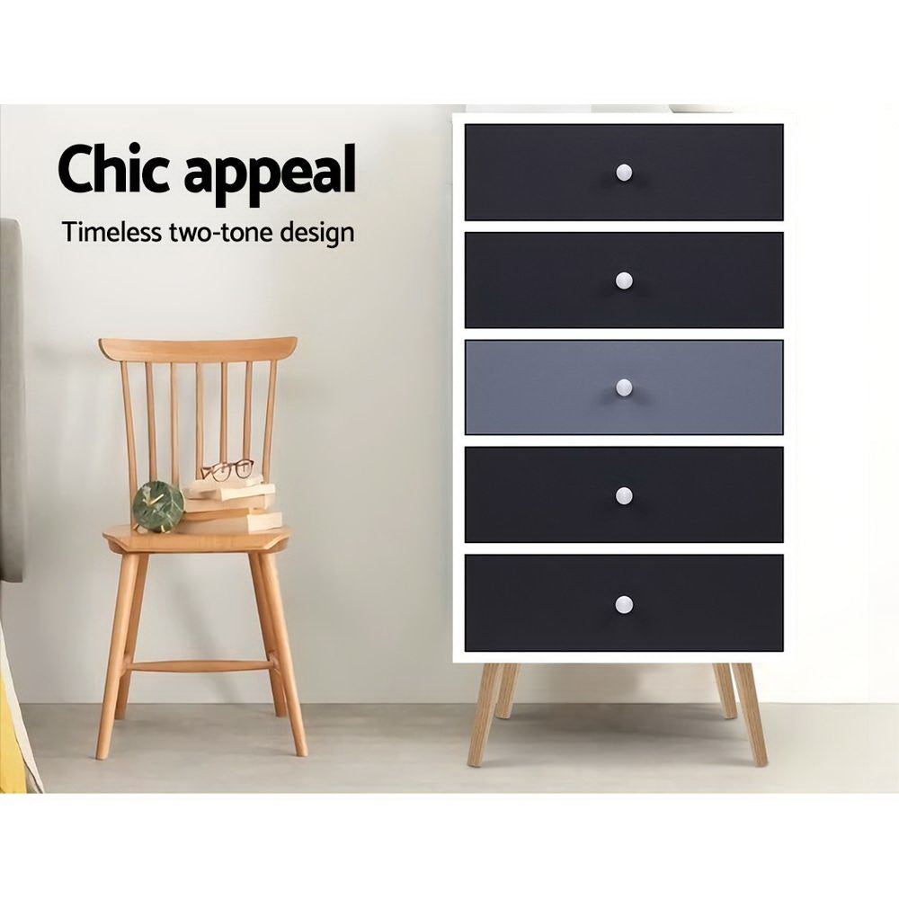 5-Drawer Chest Dresser for Bedroom - Tallboy Storage Cabinet with Ample Space - Perfect for Organizing Clothes, Linens & Accessories in Home or Dorm Room