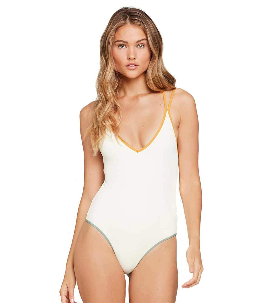 LSpace Ridin' High Ribbed Dakota One-Piece Swimsuit - Cream, Bronze, Reef - Size 8 - Sexy Ribbed Texture, Tummy Control - Perfect for Beach, Pool & Summer Vacations