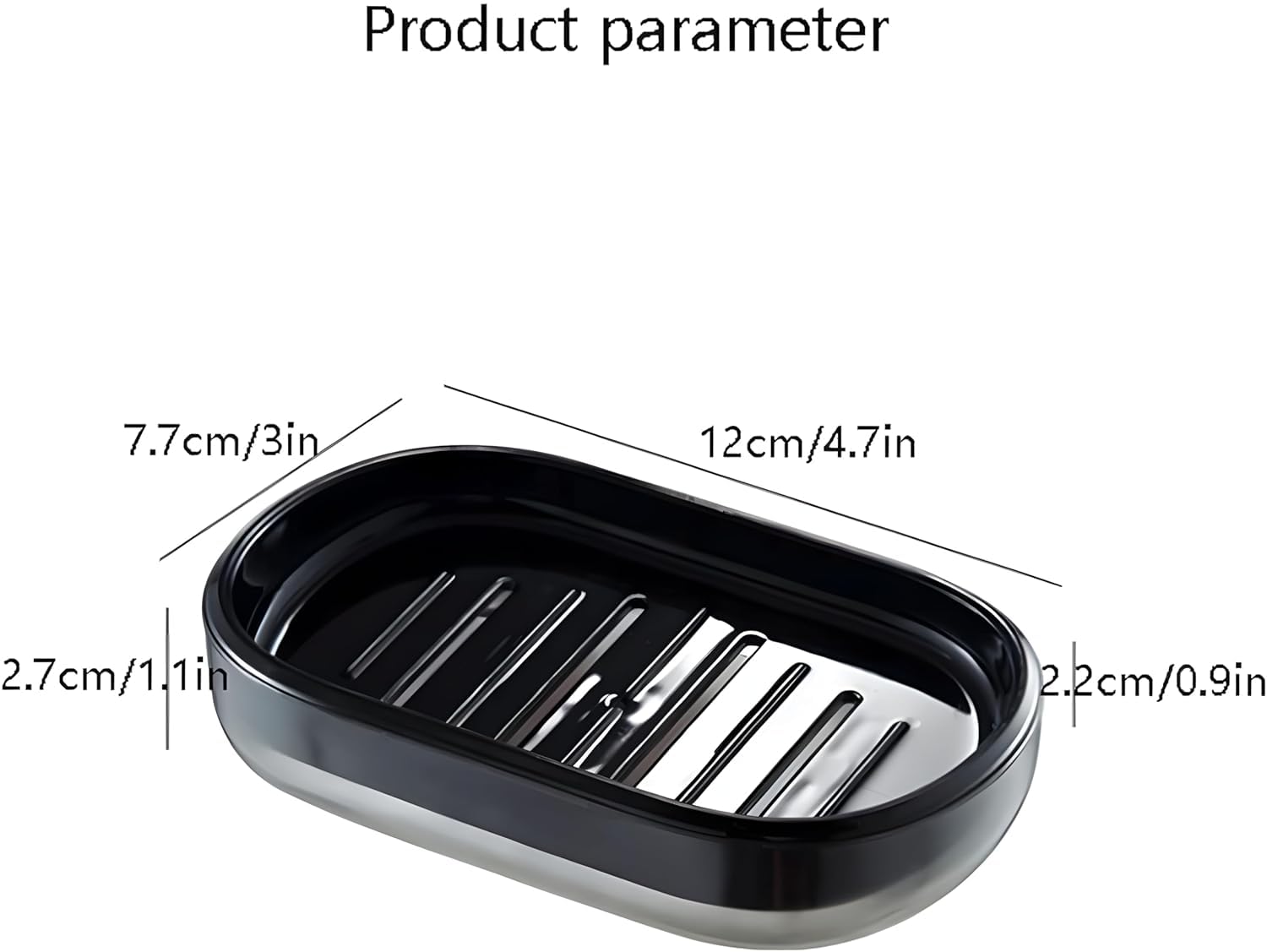 Boniry 2-Pack Heavy Duty Plastic Soap Holder with Drain Holes - Self Draining Soap Dish for Bathroom, Kitchen & Sink - Black Soap Case for Shower, Vanity & Countertop Organization