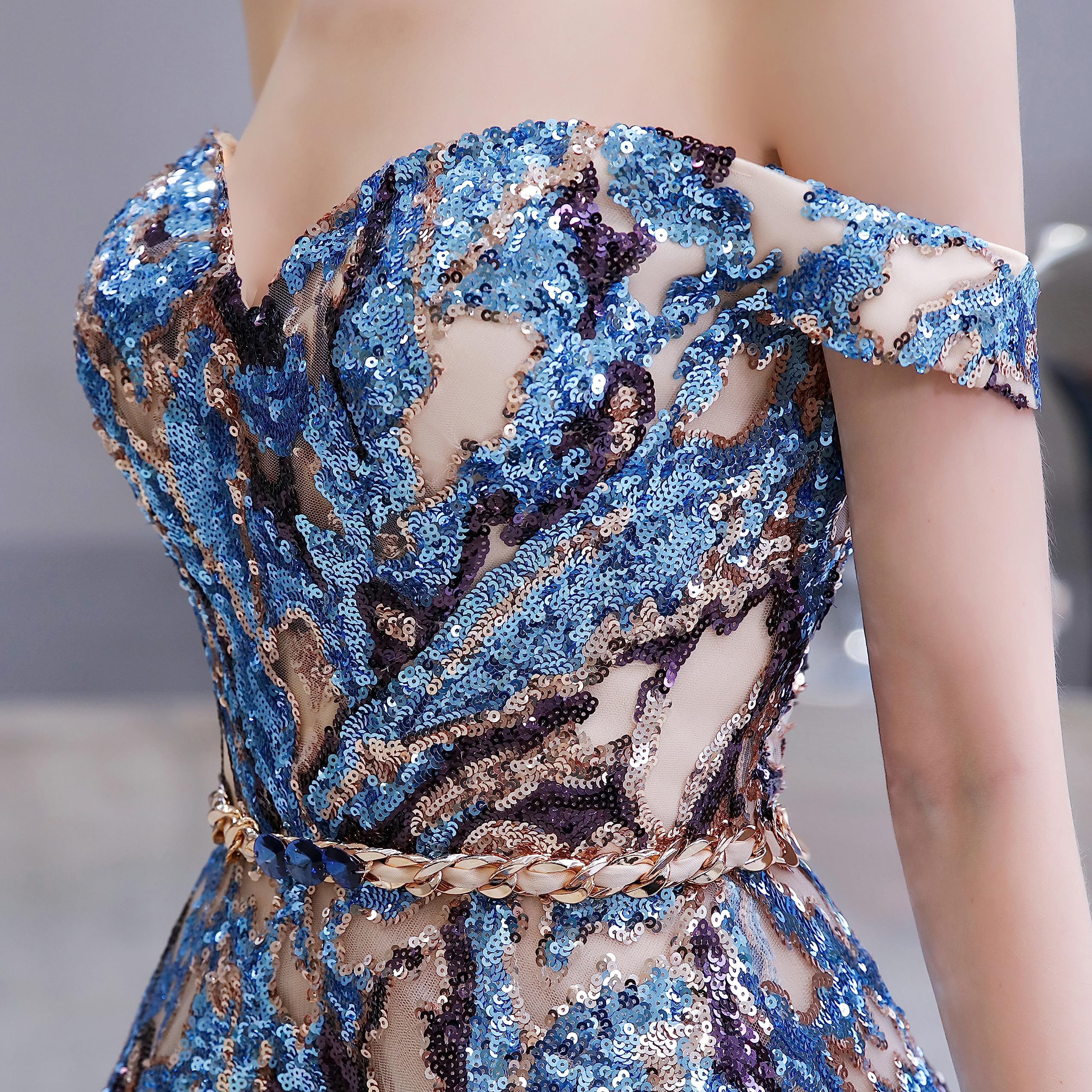 Elegant Sequin Off-Shoulder Sweetheart Prom Dress - Long Formal Evening Gown for Graduation, Homecoming & Special Occasions | Sparkly Colorful Party Dress for Women