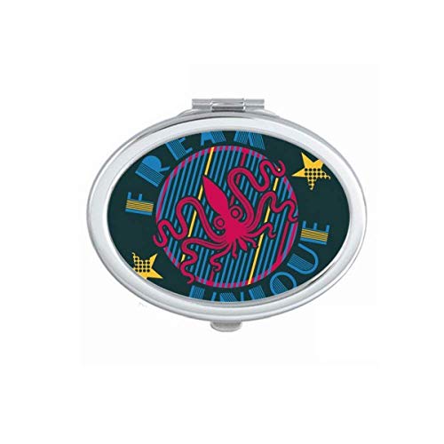 DIYthinker Colorful Octopus Marine Life Pattern Portable Folding Mirror - Double-Sided Makeup & Glasses Mirror for Travel, Home, and Office Use
