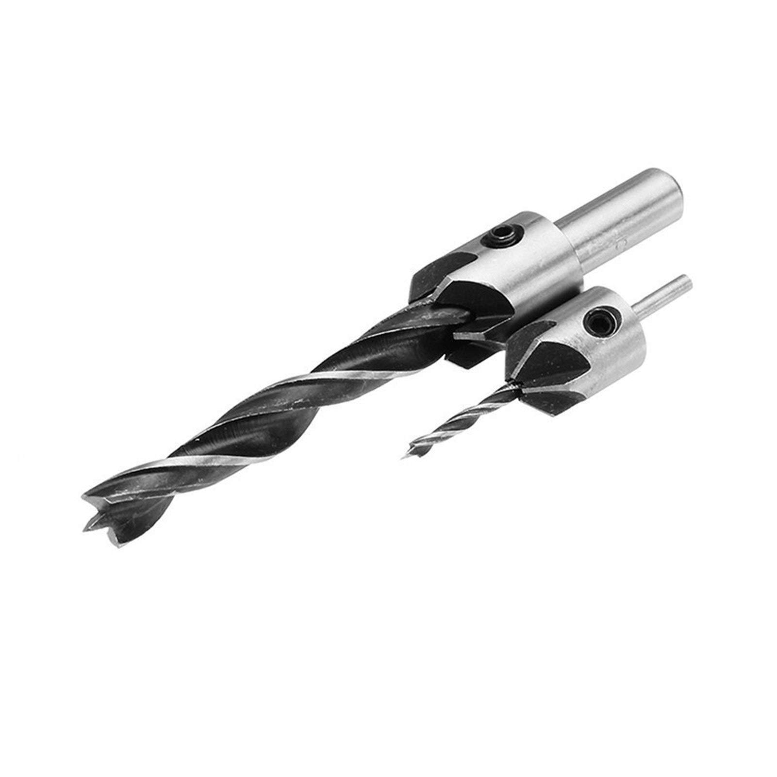 7-Piece HSS 5-Flute Countersink Drill Bit Set (3-10mm) | High-Speed Steel Chamfer Drill Bits for Woodworking, Metal & DIY Projects | Perfect for Cabinet Making, Furniture Assembly & Hardware Installation