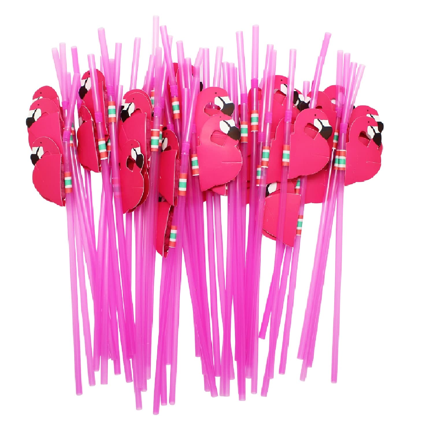 50 Pcs Flamingo Straws - Bendable Cocktail Drinking Straws for Bachelorette Party, Pool Party, Birthday & Wedding Decor - Rose Gold Flamingo Themed Tableware & Drink Accessories - Perfect for Tropical Themed Events, Summer Gatherings & Girls' Night Out
