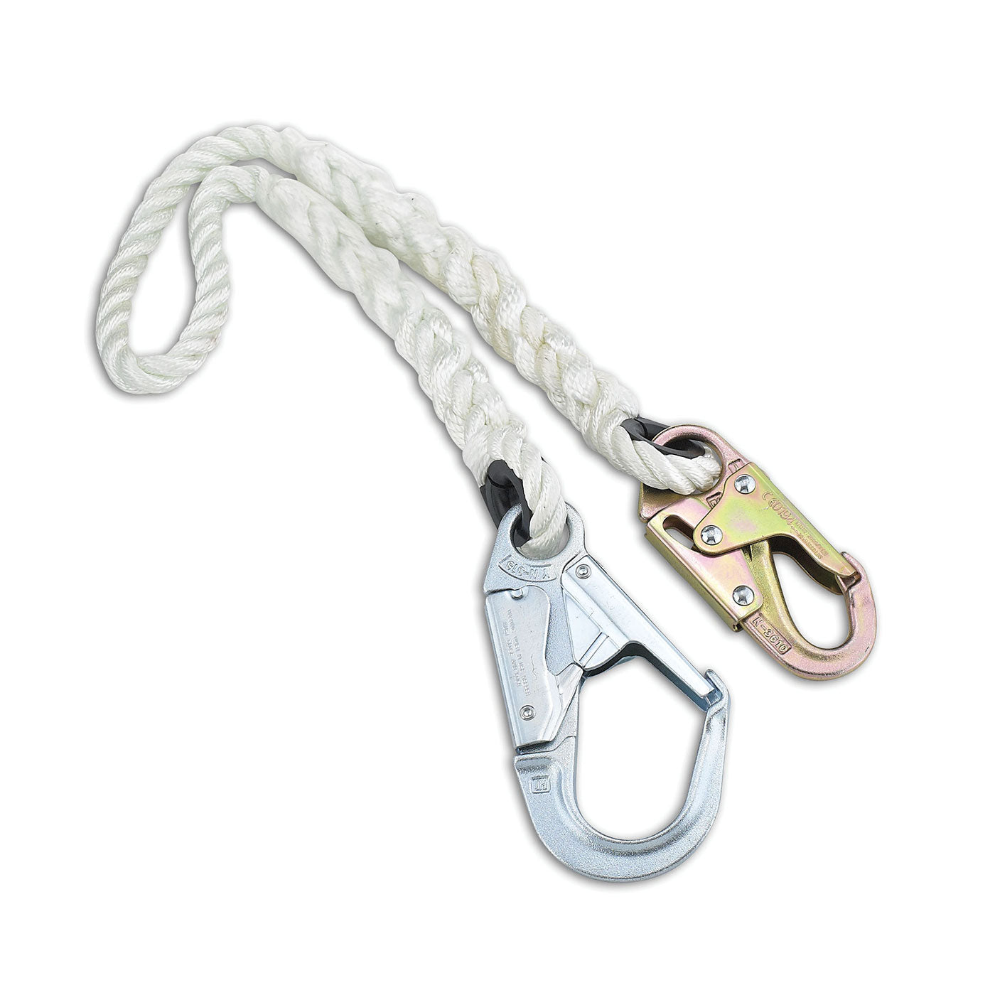 Dynamicâ¢ 3-Strand Nylon Rope Lanyard with Snap & Scaffold Hook - 5/8 Inch Heavy Duty Safety Lanyard (FP61114-6) for Construction, Scaffolding & Fall Protection