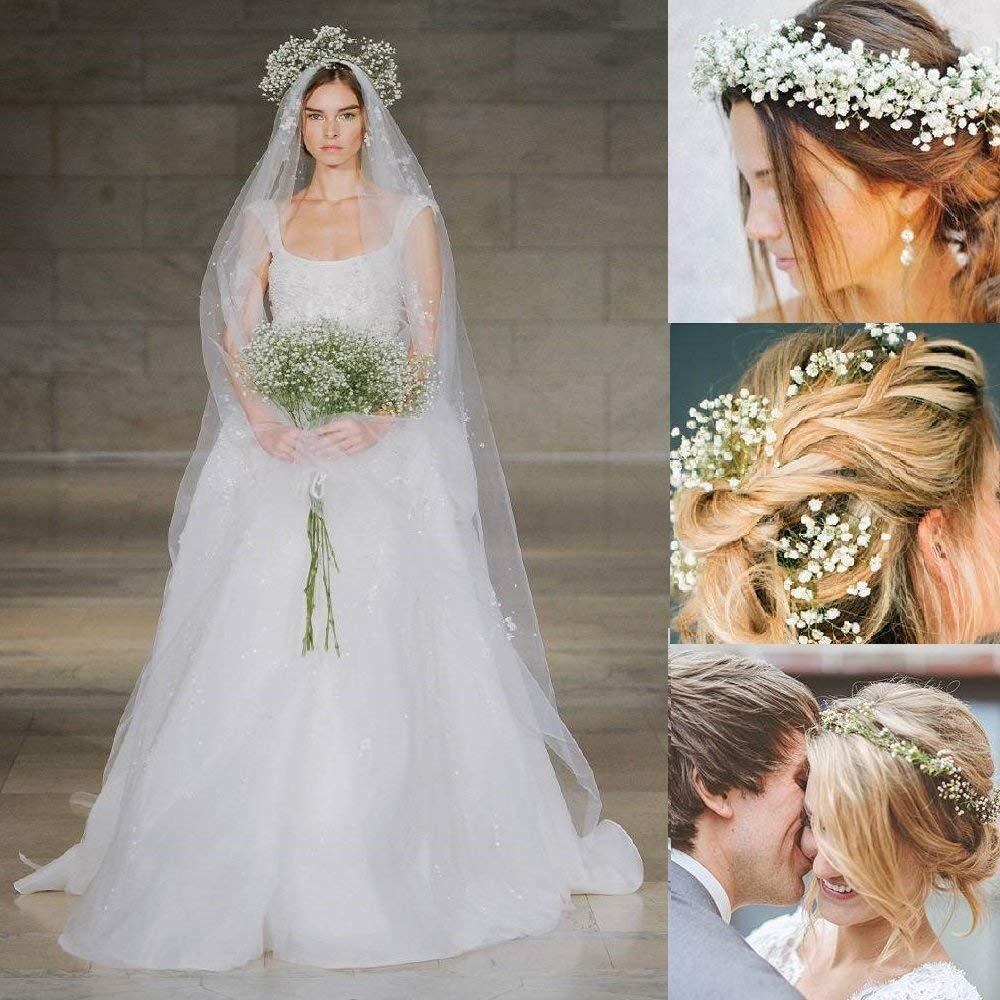 YSBER 10Pcs Artificial Baby's Breath Silk Flowers - Real Touch Gypsophila Bouquet for Wedding Decor, Party Centerpieces, DIY Home & Garden Decorations (White) - Perfect for Bridal Bouquets, Table Arrangements, and Floral Crafts