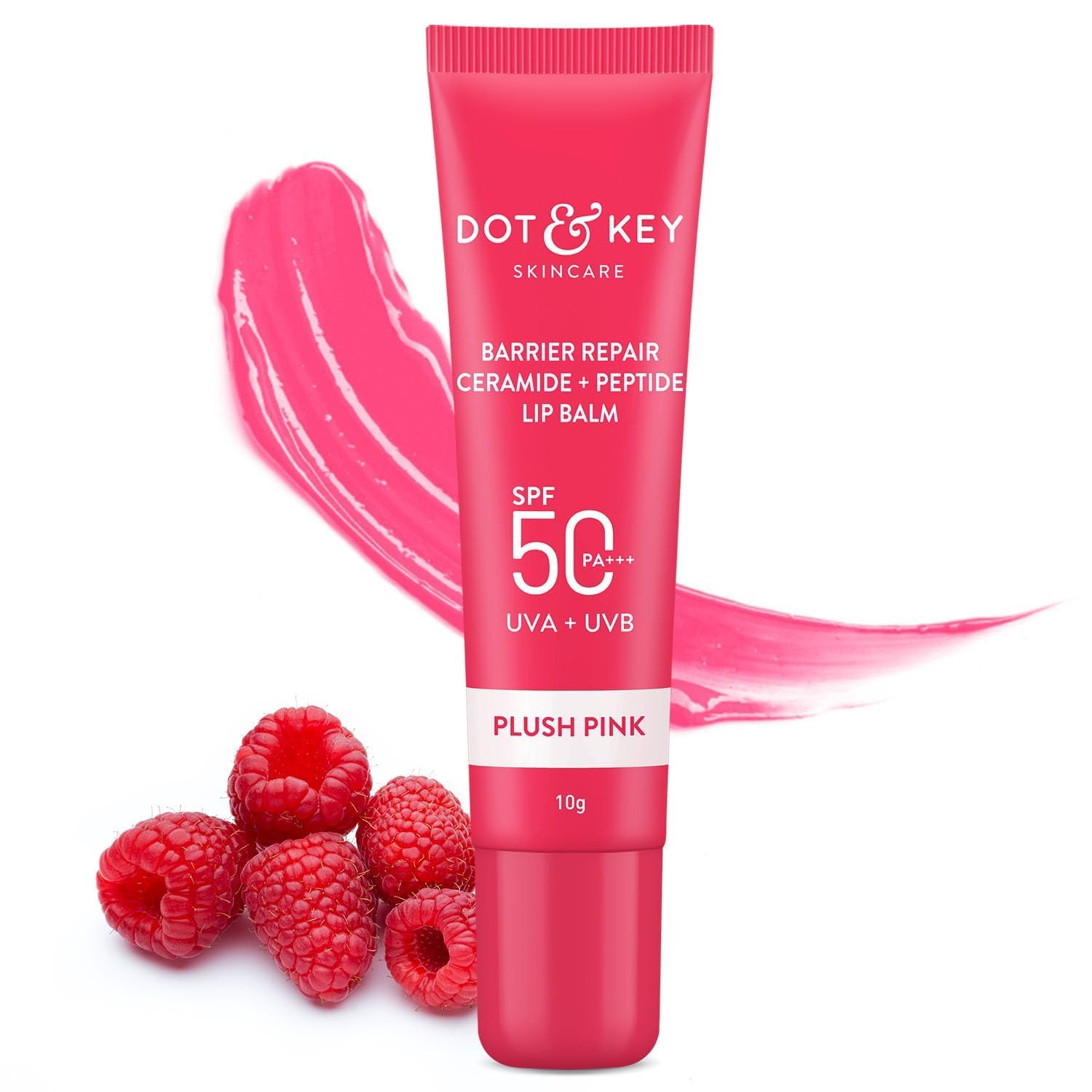 D.ot&K.ey Ceramide & Peptide Lip Balm - Plush Pink | Hydrating Lip Treatment for Normal Skin | Collagen Boosting & Lip Plumping | Moisturizing, Repairing & Shining Lip Care | Perfect for Daily Use, Night Care & Makeup Prep