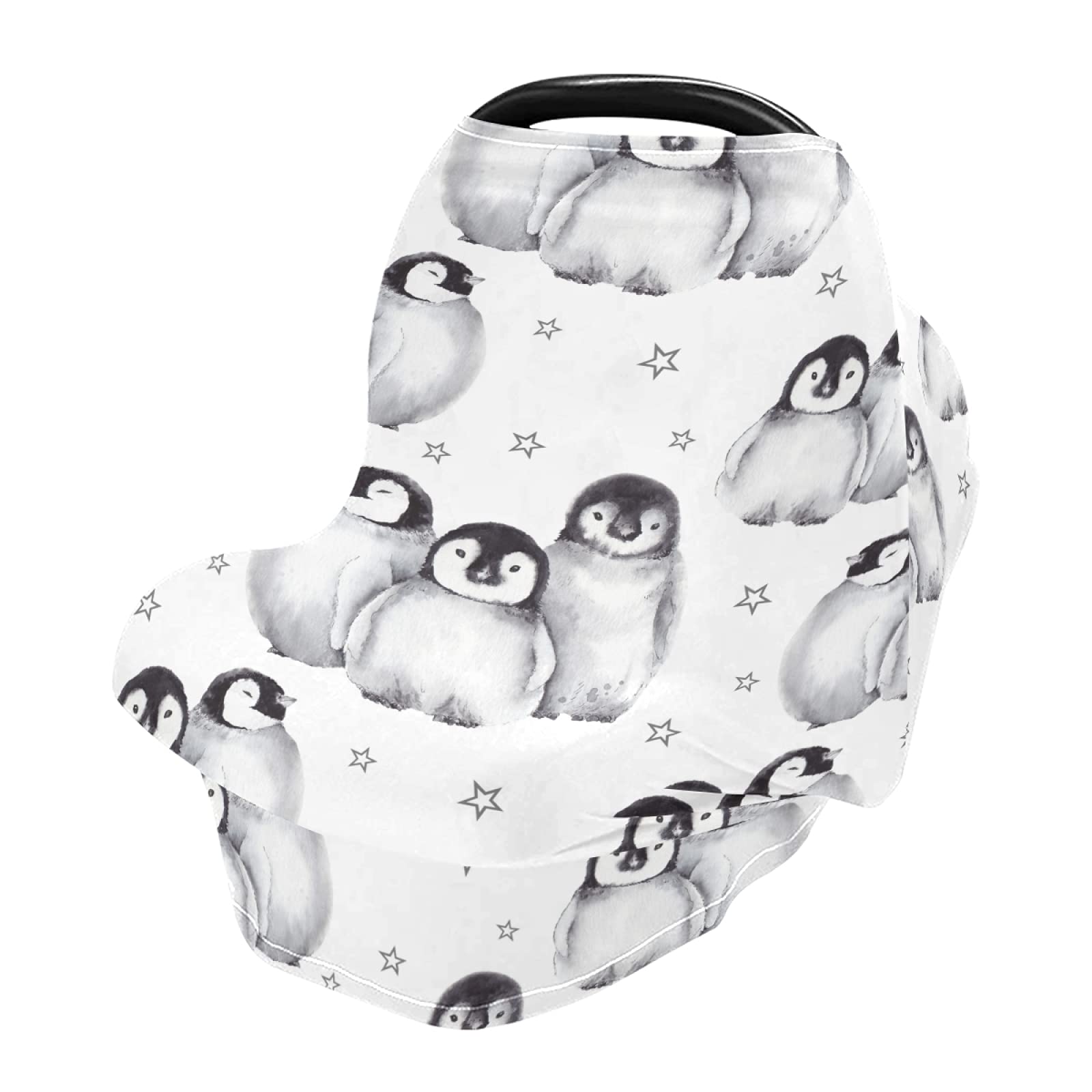 Cute Penguins Nursing Cover & Breastfeeding Scarf - Soft Breathable Baby Car Seat Cover, Infant Carseat Canopy & Stroller Cover for Boys & Girls - Perfect for Nursing, Travel & Outdoor Activities