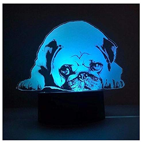 3D LED Cute Pug Dog Night Light with Remote Control - 16 Color Changing Touch Table Lamp for Bedroom, Kids Room, Home Decor - Perfect Christmas & Birthday Gift for Dog Lovers