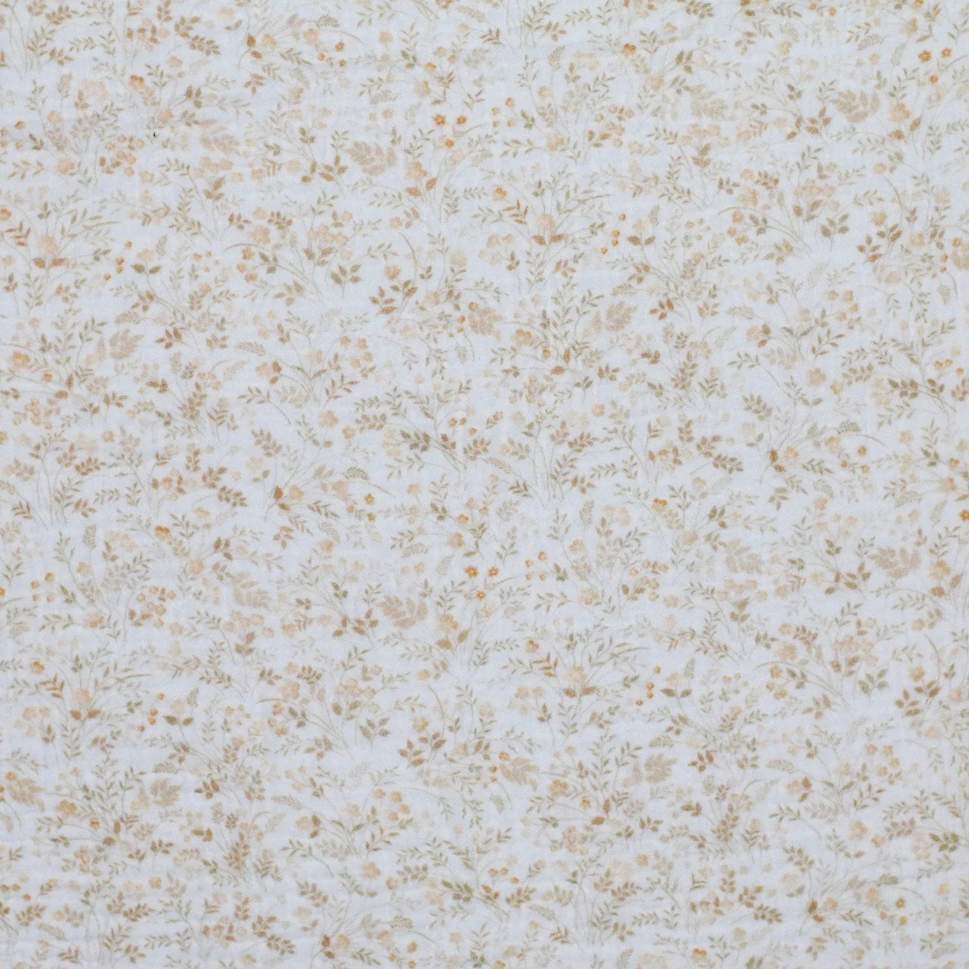Beige Wildflower Print Double Gauze Fabric - Soft & Breathable for DIY Dresses, Quilts & Home Decor