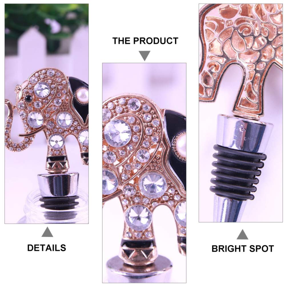 Hemoton 2-Pack Elephant Shaped Wine Bottle Stoppers - Silicone & Alloy Seal for Wine, Beverage, and Glass Bottles - Cute Cartoon Elephant Design for Party, Home Bar, and Gift Giving