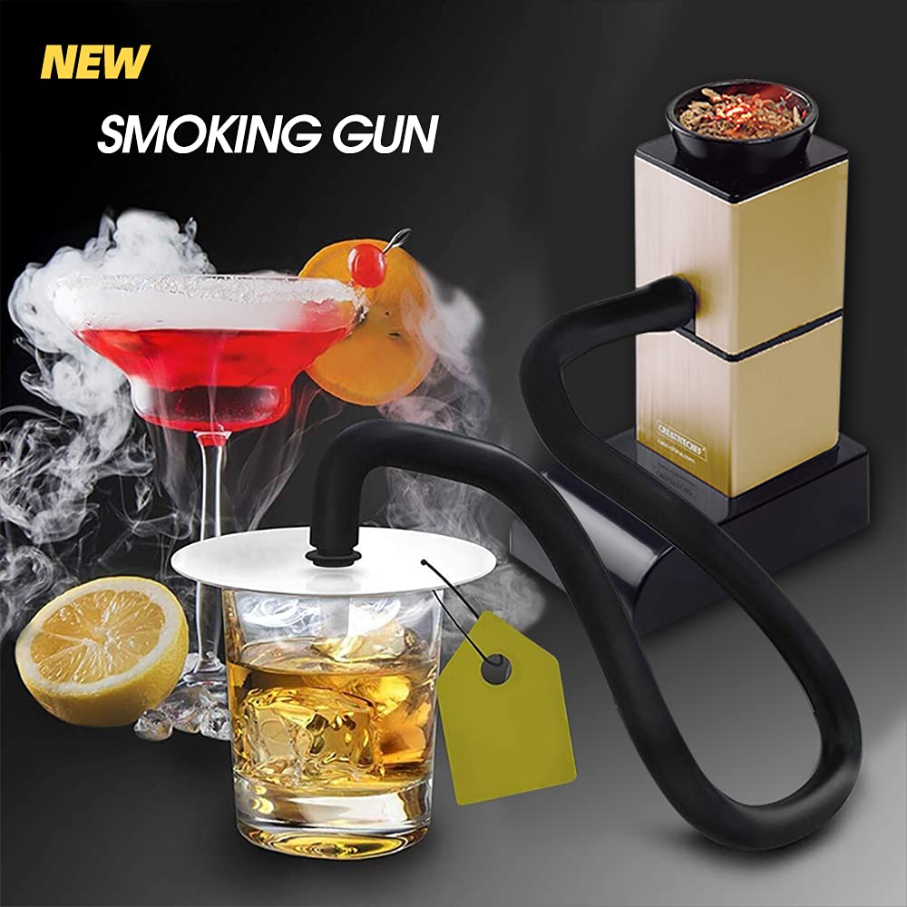 Premium Cold Smoking Gun Kit with Wood Chips & Accessories - Universal Smoker Machine for Cocktails, Drinks, Meats & Food Infusion - Perfect for Home Bars, BBQ Parties & Gourmet Cooking (SG18 Gold)