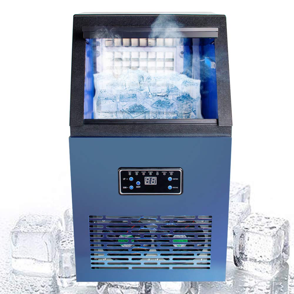**iXaer Commercial Ice Maker Machine 110LBS/24H, Stainless Steel Ice Cube Maker, 230W AC110V for Home, Kitchen, Office, Restaurant, Bar, Coffee Shop, Supermarket – Perfect for Beverages, Parties & Food Service**