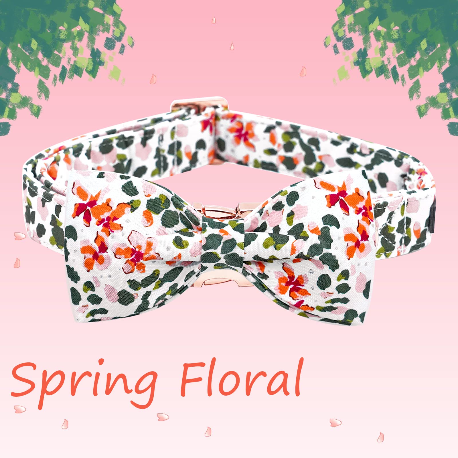 Elegant Adjustable Dog Collar with Bowtie & Spring Flower - Cute Pink Pet Collar for Large Dogs - Perfect for Walks, Parties & Photo Shoots