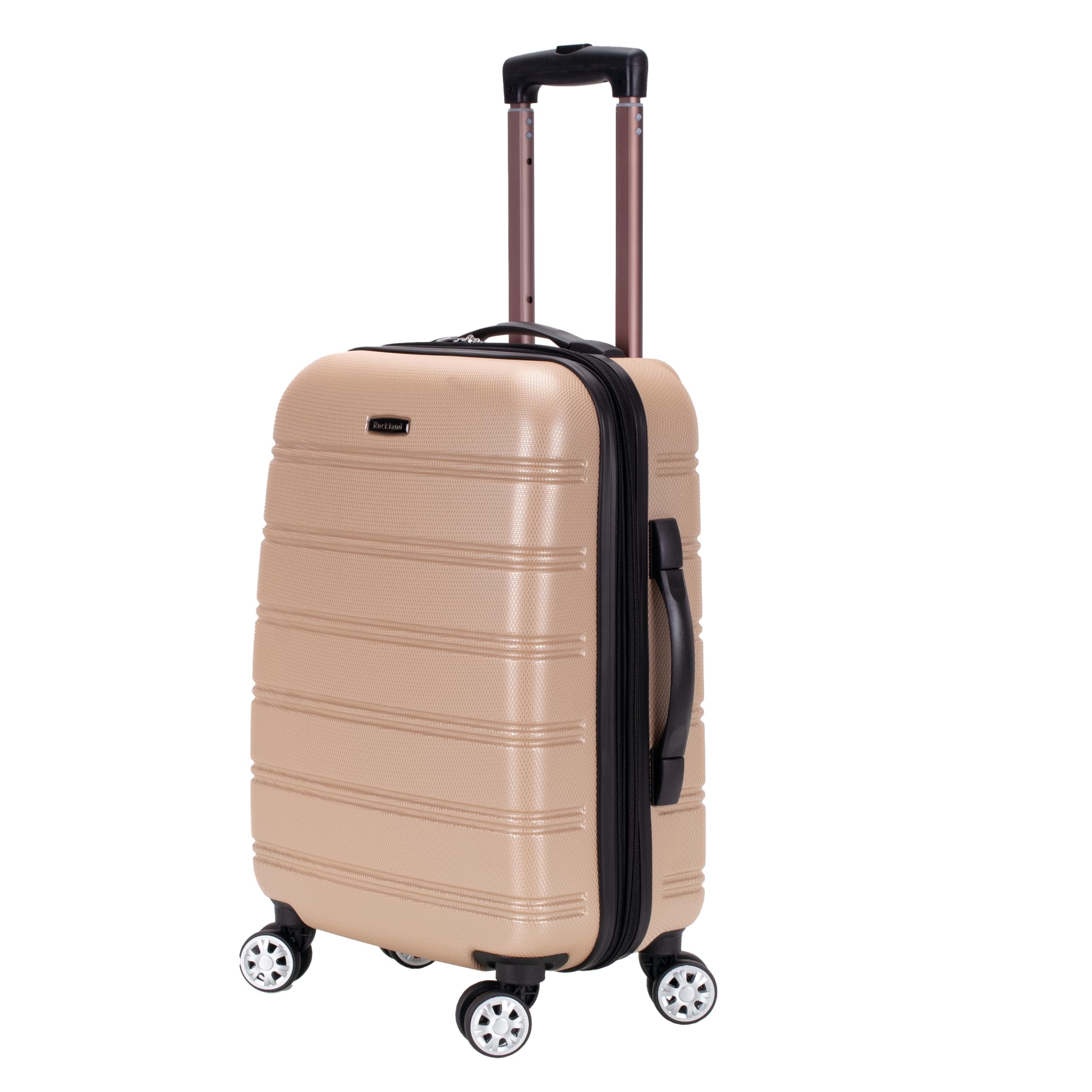 Rockland Melbourne 20-Inch Expandable Hardside Spinner Luggage - Champagne Carry-On Suitcase for Travel, Business Trips & Weekend Getaways