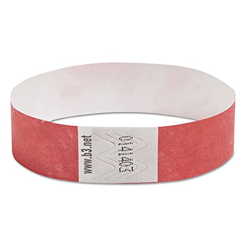 Sicurix Security Wristbands 3/4x10 Red - 100 Pack for Events & Office Safety