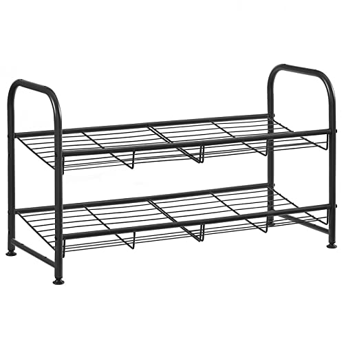 SONGMICS 2-Tier Stackable Shoe Rack Organizer - Holds 8 Pairs of Shoes, Sturdy Steel Frame (27