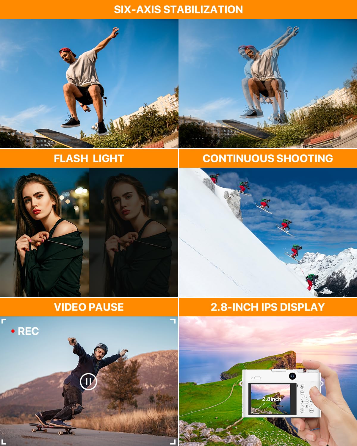 4K Digital Camera with 64MP Dual Lens - Autofocus Anti-Shake Vlogging Camera for YouTube, 16X Zoom Travel Camera with 32GB SD Card, Flash & 2 Batteries | Perfect for Travel Photography, YouTube Vlogging & Everyday Shooting