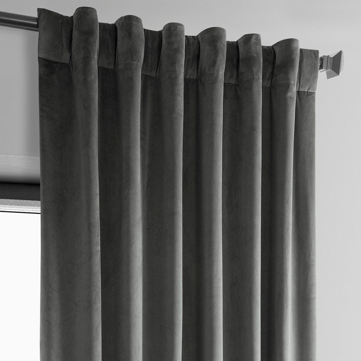 Pepper Grey Heritage Plush Velvet Blackout Curtains - Thermal Insulated Sound Reducing Drapes for Bedroom, Living Room & Nursery (Set of 2 Panels)