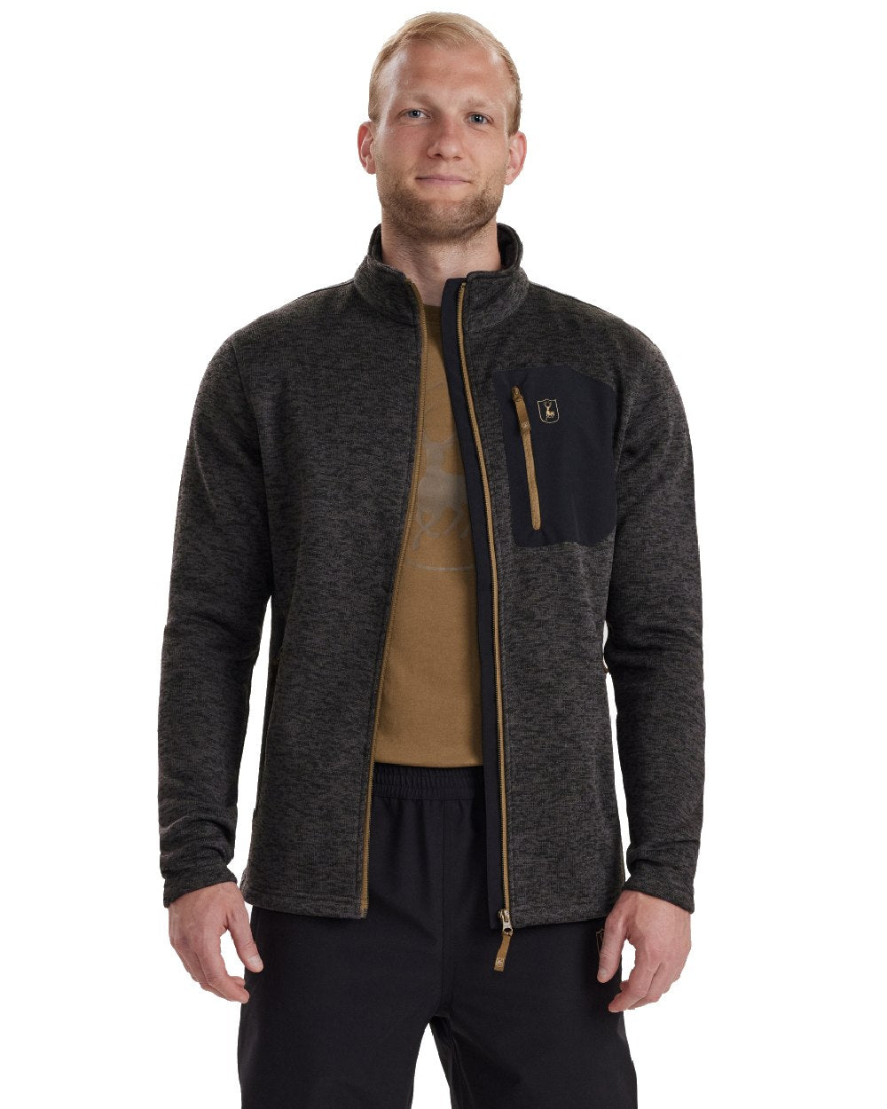 Deerhunter Sarek Knitted Jacket for Men - Warm Winter Outdoor Fleece Coat for Hiking, Camping & Casual Wear
