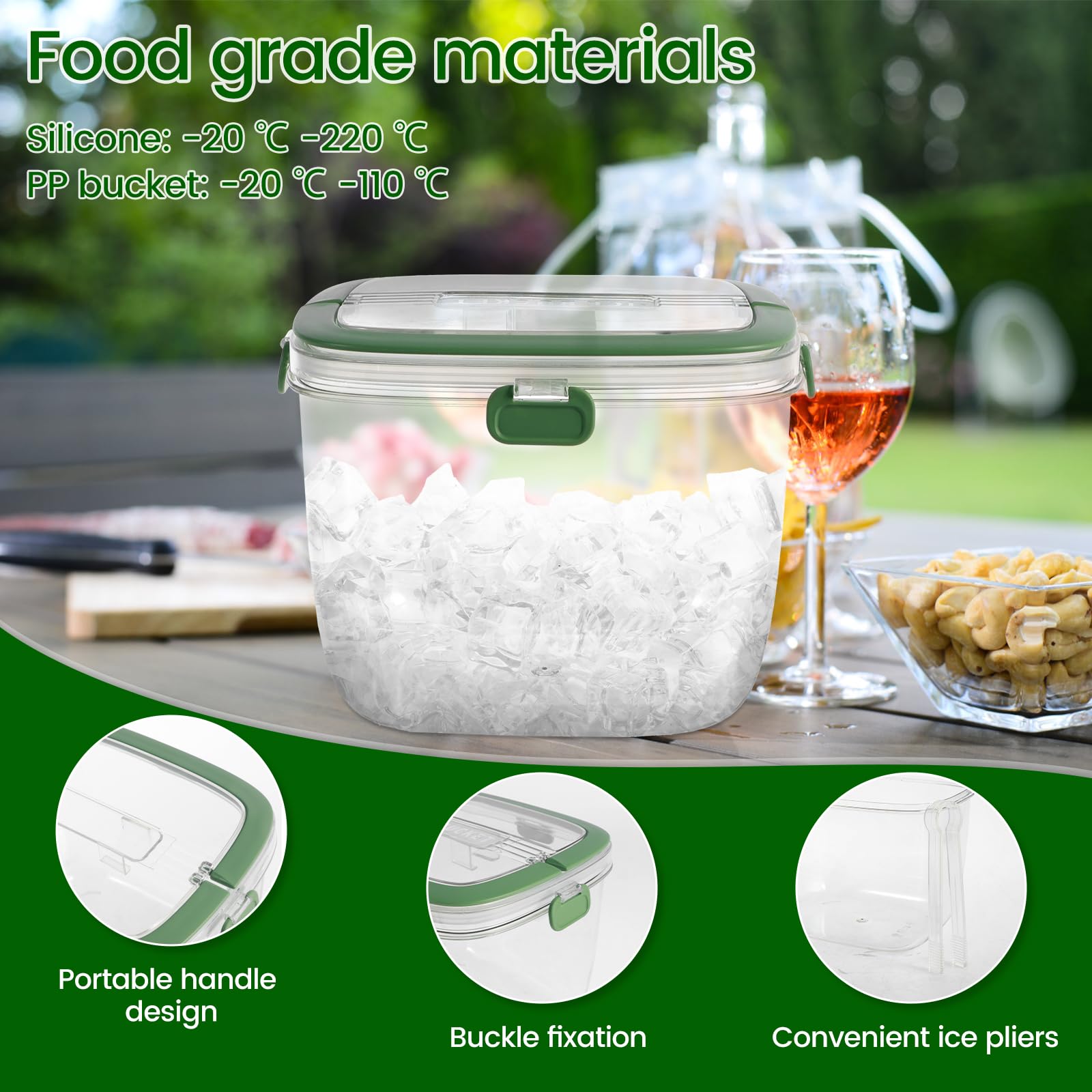 5L Stainless Steel Ice Bucket with Lid & Tongs - Double Wall Insulated Wine Cooler for Cocktails, Champagne & Parties - Perfect for Home Bars, Outdoor Gatherings & Wedding Receptions