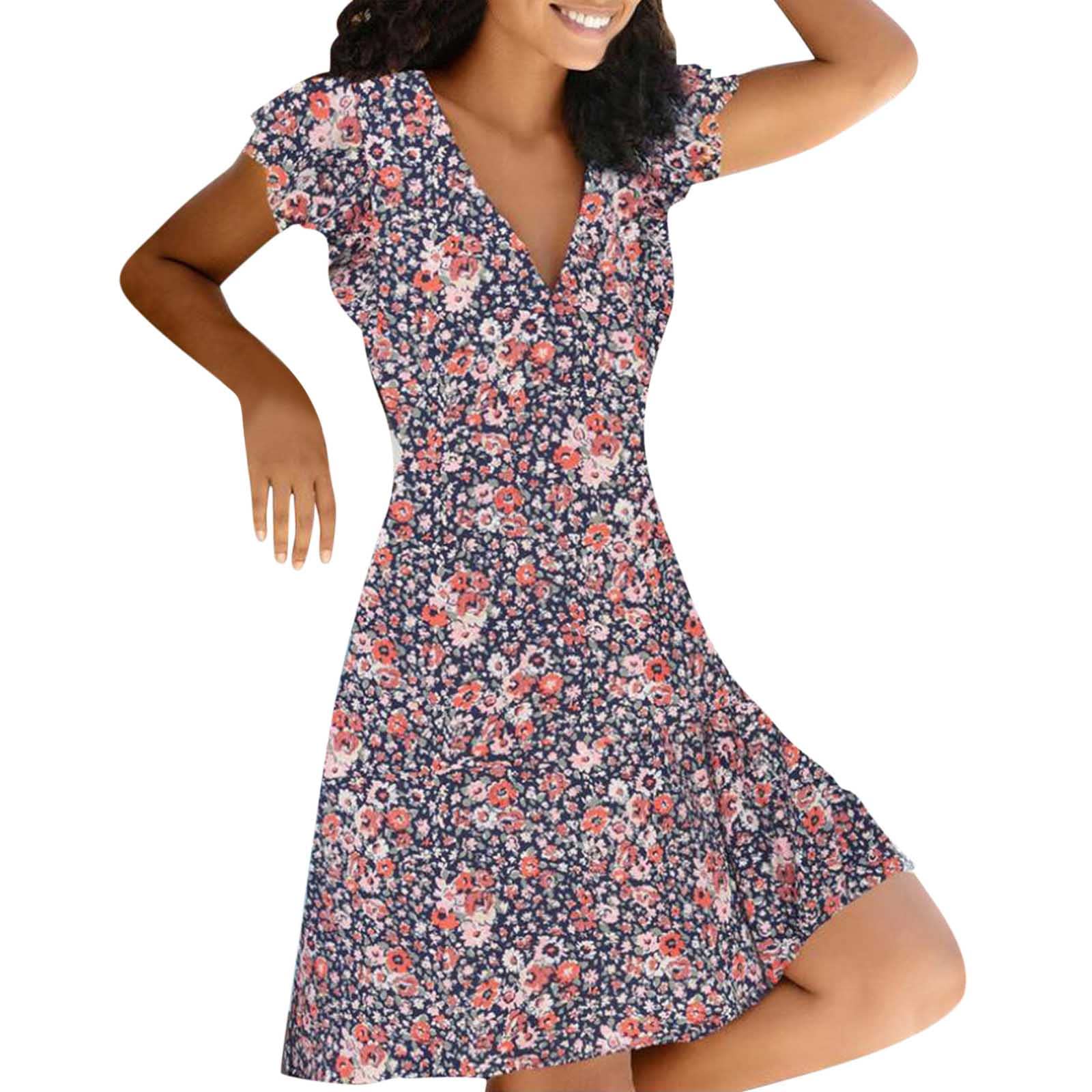 Women's Spring Summer Casual Loose Long Maxi Dress with Pockets & Side Slit - Short Sleeve Flowy Dress for Beach, Vacation & Everyday Wear