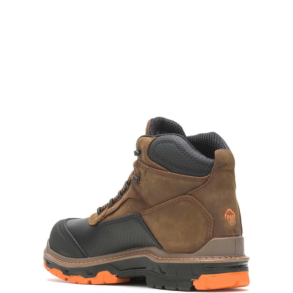 Men's Overpass Carbonmax 6 Work Boots - Brown Leather Steel Toe Safety Shoes for Construction & Outdoor Work | Durable Slip-Resistant Work Boots for Men