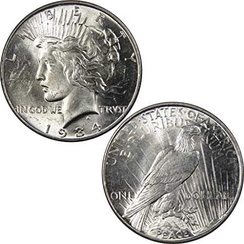 1934 Peace Dollar BU Uncirculated Mint State - 90% Silver $1 US Coin for Collectors | Rare Silver Dollar for Coin Collections, Investment & Historical Display