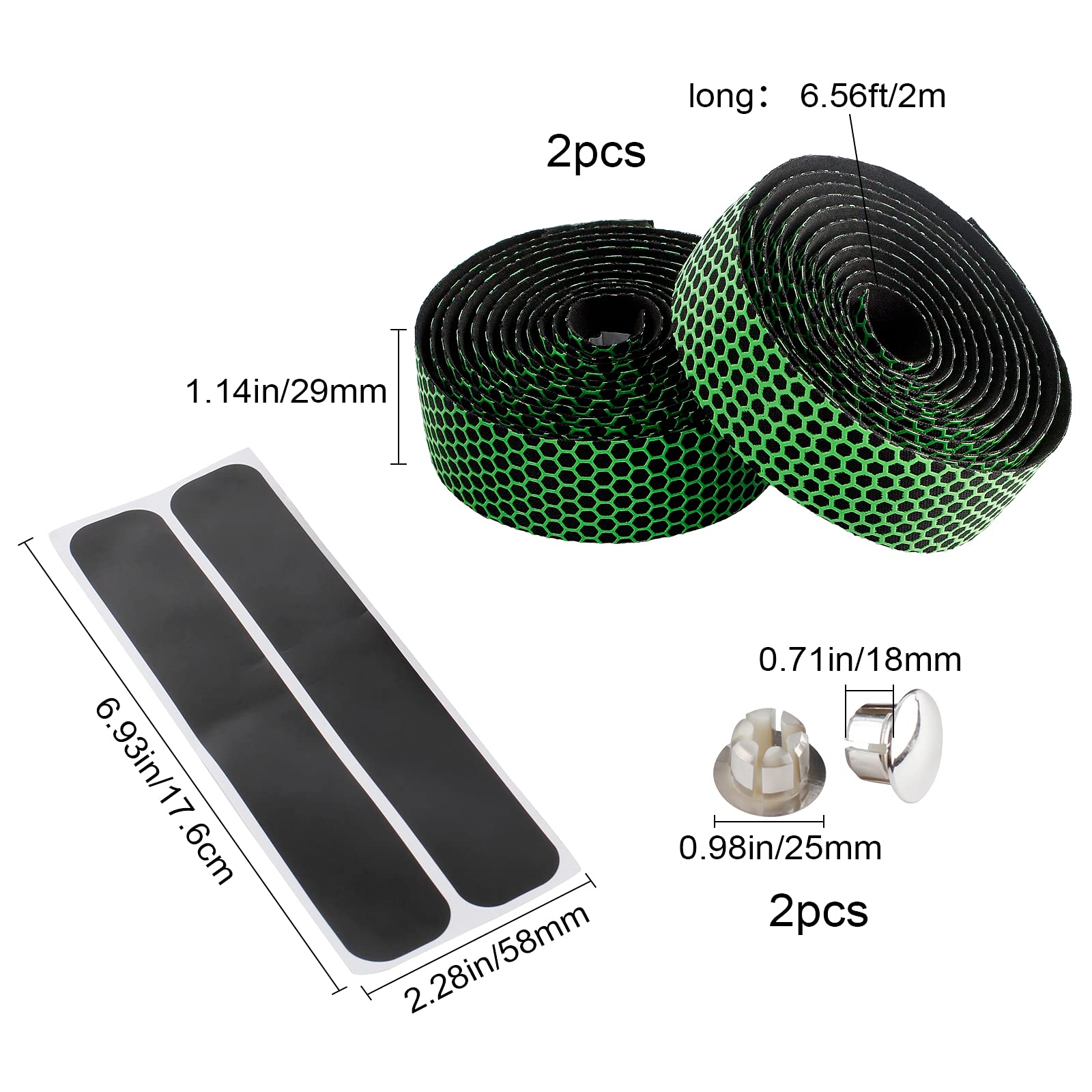 GORGECRAFT 2 Rolls Lime Green Bicycle Handlebar Tape - Non-Slip Cycling Grip with 2 End Plugs & Finishing Tapes for Road Bikes, Steering Wheels, Chairs & Fishing Rods - Perfect for Commuting, Racing & Outdoor Sports